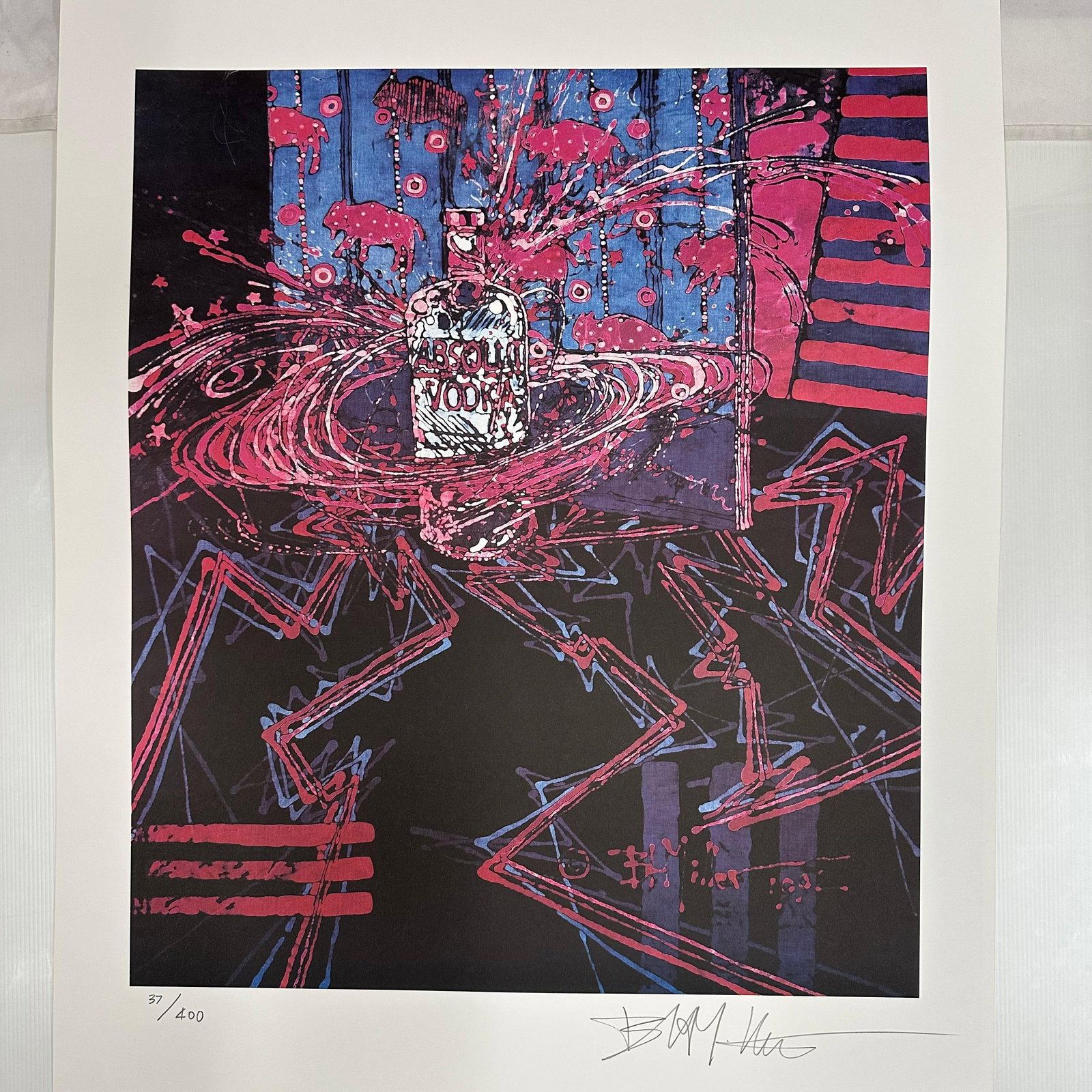 Absolut Vodka Statehood South Dakota Bob H. Miller Signed and Numbered Print: Limited edition Absolut Vodka “Statehood” lithograph print on paper. Features the iconic Absolut bottle incorporated into a stylized South Dakota-themed landscape composition. Hand-signed