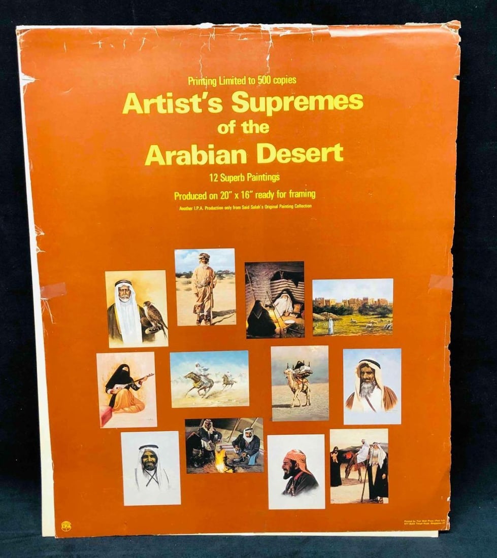 Artist's Supreme Of The Arabian Desert 11 Paintings Printing Limited To 500 Copies: This lot contains Artist's Supreme Of The Arabian Desert 11 Paintings Printing Limited To 500 Copies. It is approx 20" x 16" and it weighs about 1.9lbs. Overall the prints are in good used condition