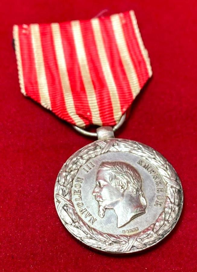 French 1859 Italian Campaign Medal: French 1859 Italian Campaign Medal This fine medal has been tested and researched to the best of our abilities, and is authentic to the best of our knowledge. Please see photos, as they are a pa