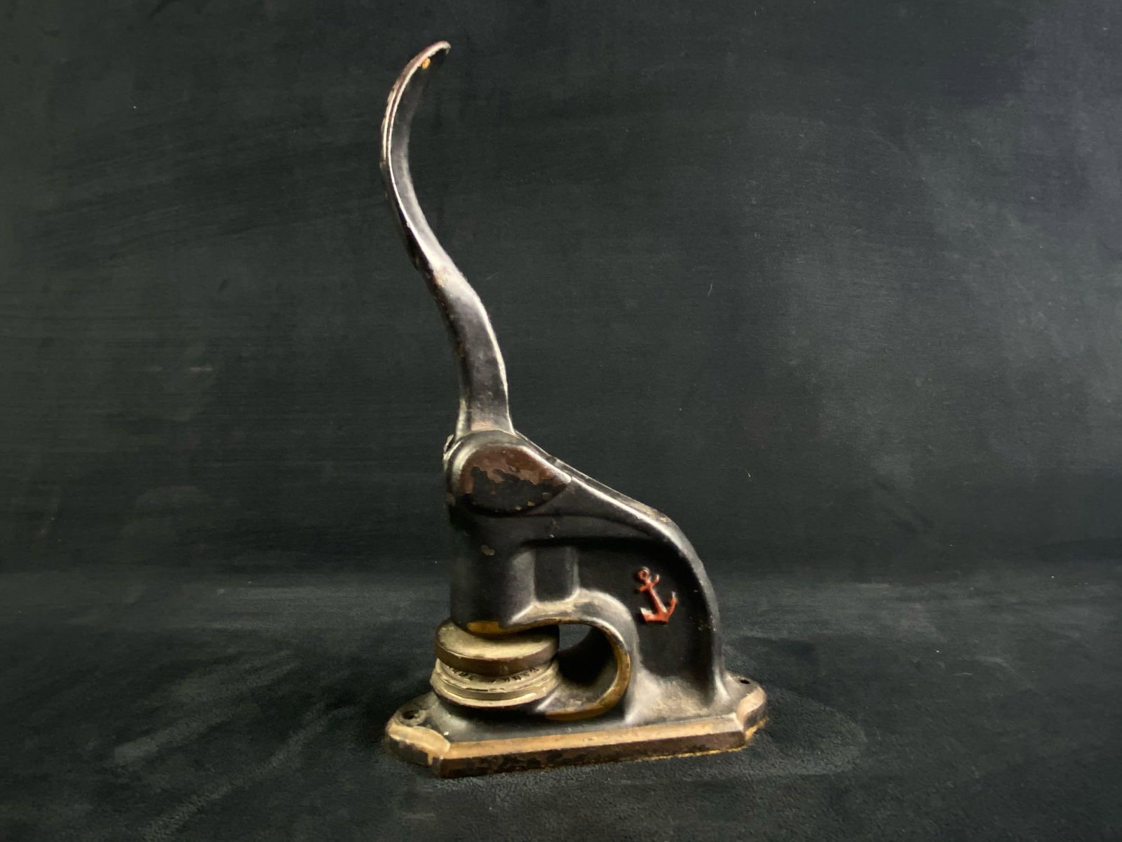 Antique 1909 Cast Iron Seal Stamp Embosser " Bank Of Todd Seal ": Antique 1909 Cast Iron Seal Stamp Embosser " Bank Of Todd Seal " This great looking Embosser with red anchor logo is in great working order for its age . Please view all are picture