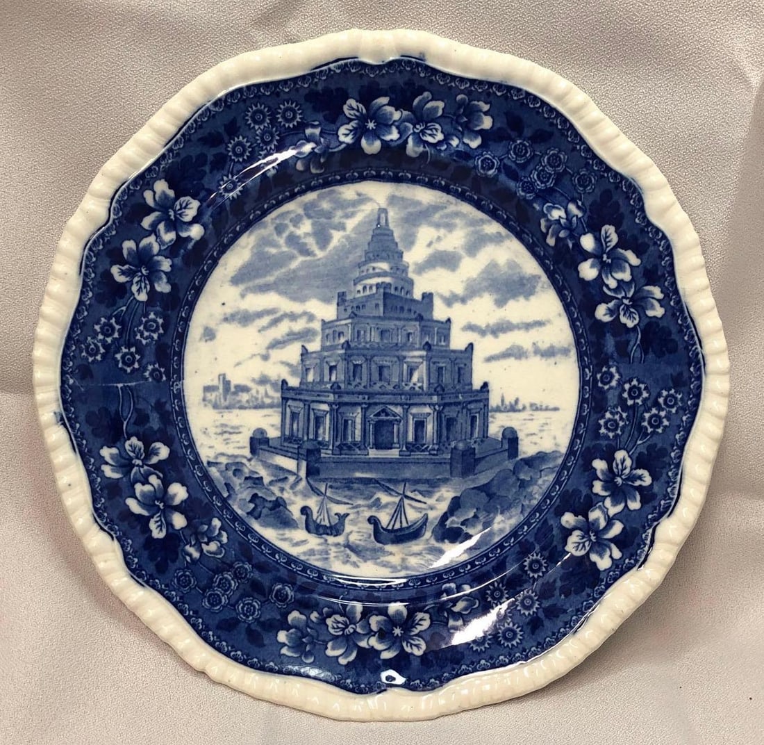 Copeland Blue Transferware Plate - Pharos of Alexandria (1 of 5)
