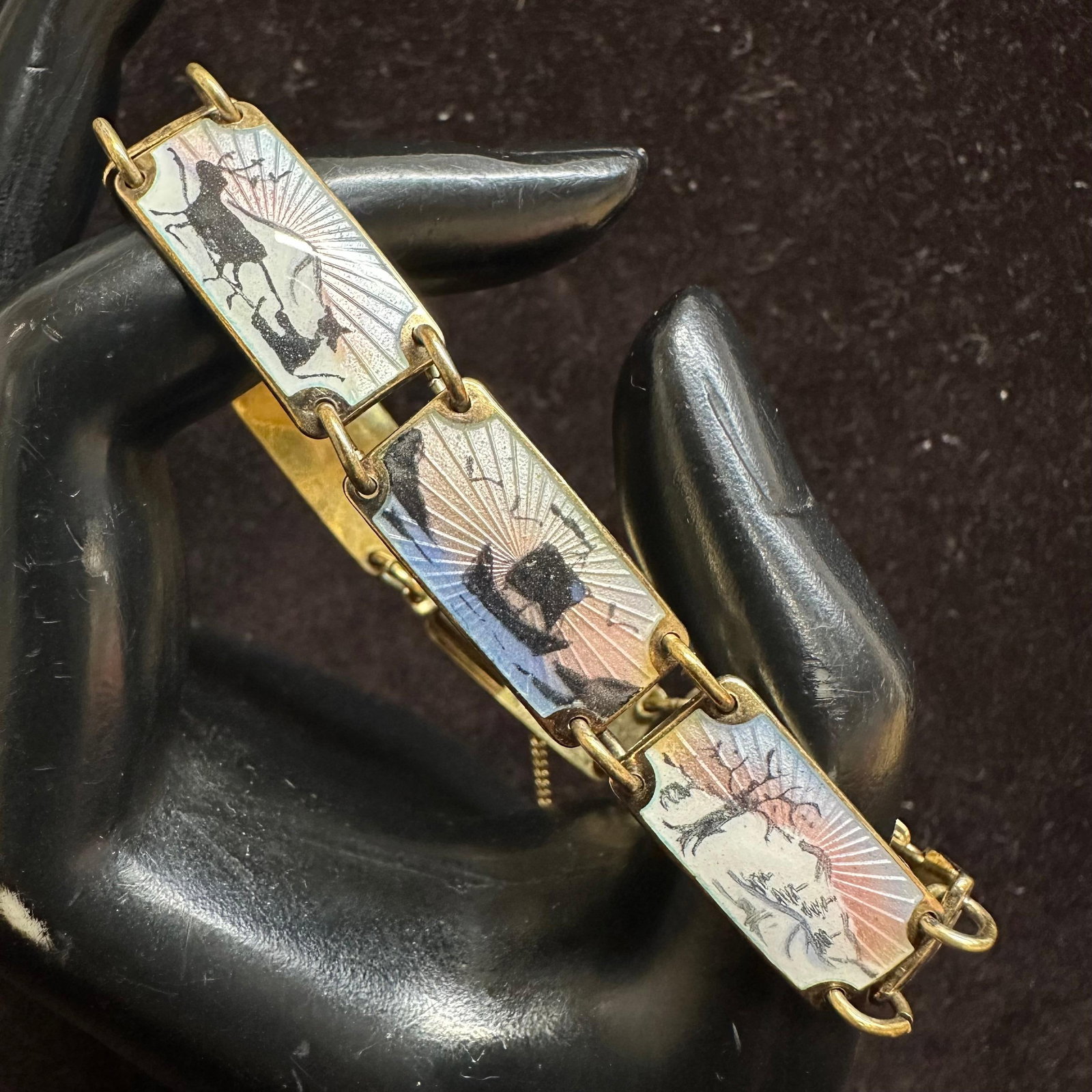 OPRO Norway Scenic Sterling Silver Guilloche Panel Link Bracelet Signed 925S: This item is in good pre-owned, previously used/displayed condition with noticeable light wear and surface scratches. Please reference all photos for full details. This piece of jewelry has been