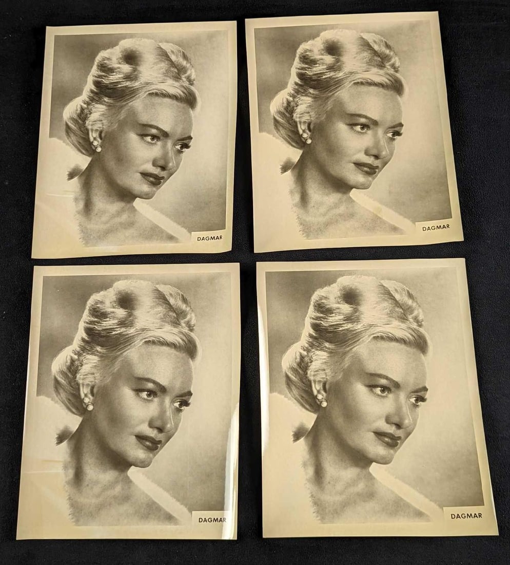 4 Black & White Publicity Photos Of Actress Dagmar: Here are four black and white publicity photos of Virginia Ruth "Jennie" Lewis (November 29, 1921 – October 9, 2001), known professionally as Dagmar, who was an American actress, model, and tele