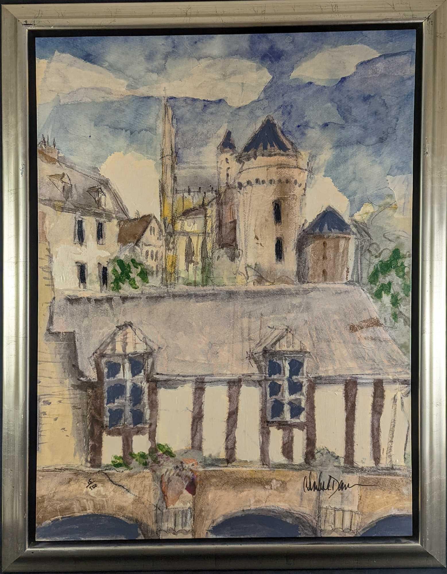 Framed LE Charles R Davies Duggin's Perch Print On Canvas: This is a limited edition Giclee embellished print on canvas called "Duggin's Perch" by artist Charles R Davies. This one is #15 out of #550. The framed canvas is approx 36" x 2" x 46 12" and it weigh
