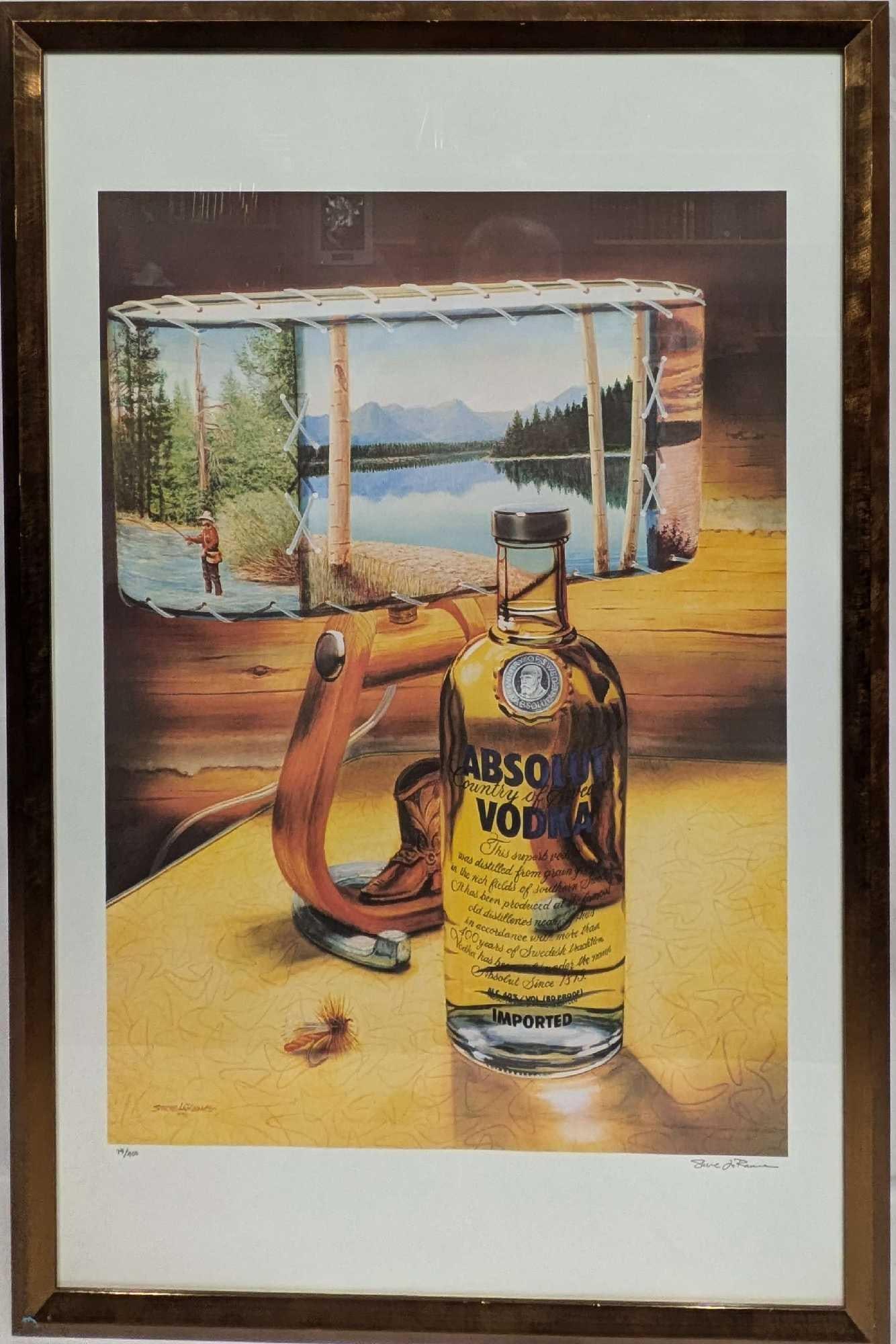S&N Absolut Statehood: Montana Steve LeRance Print: S&N Absolut Statehood: Montana Steve LeRance Print. This lithograph is #74 out of #400. This framed print is approx 28 1/2" x 1" x 41" and it weighs 11.20lbs. The frame has small chips
