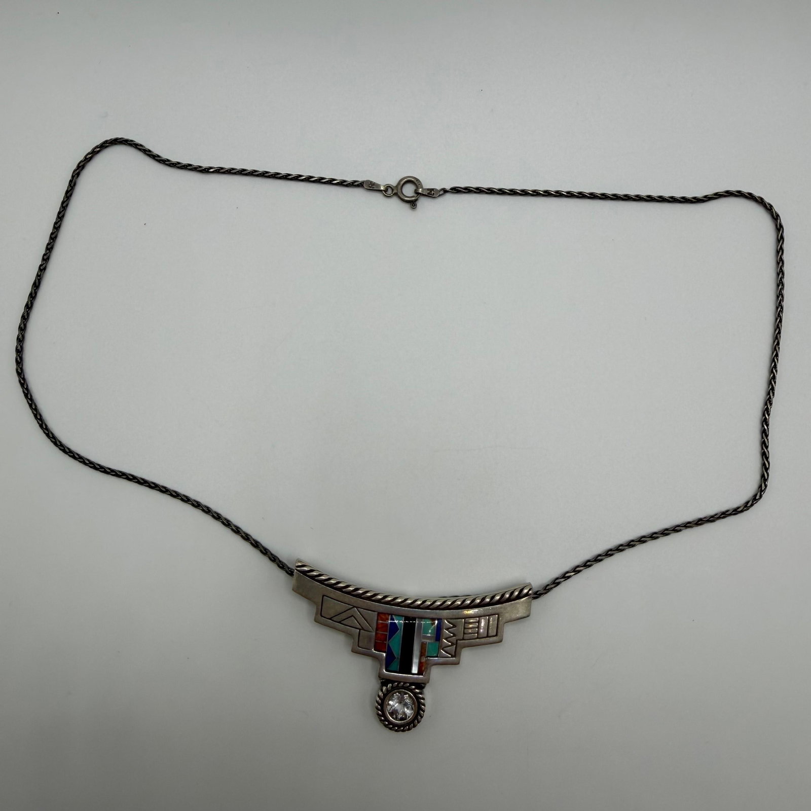 Carolyn Pollack MILOR 925 Sterling Silver Vintage Multi-Gem Pendant Chain Necklace (1 of 5)