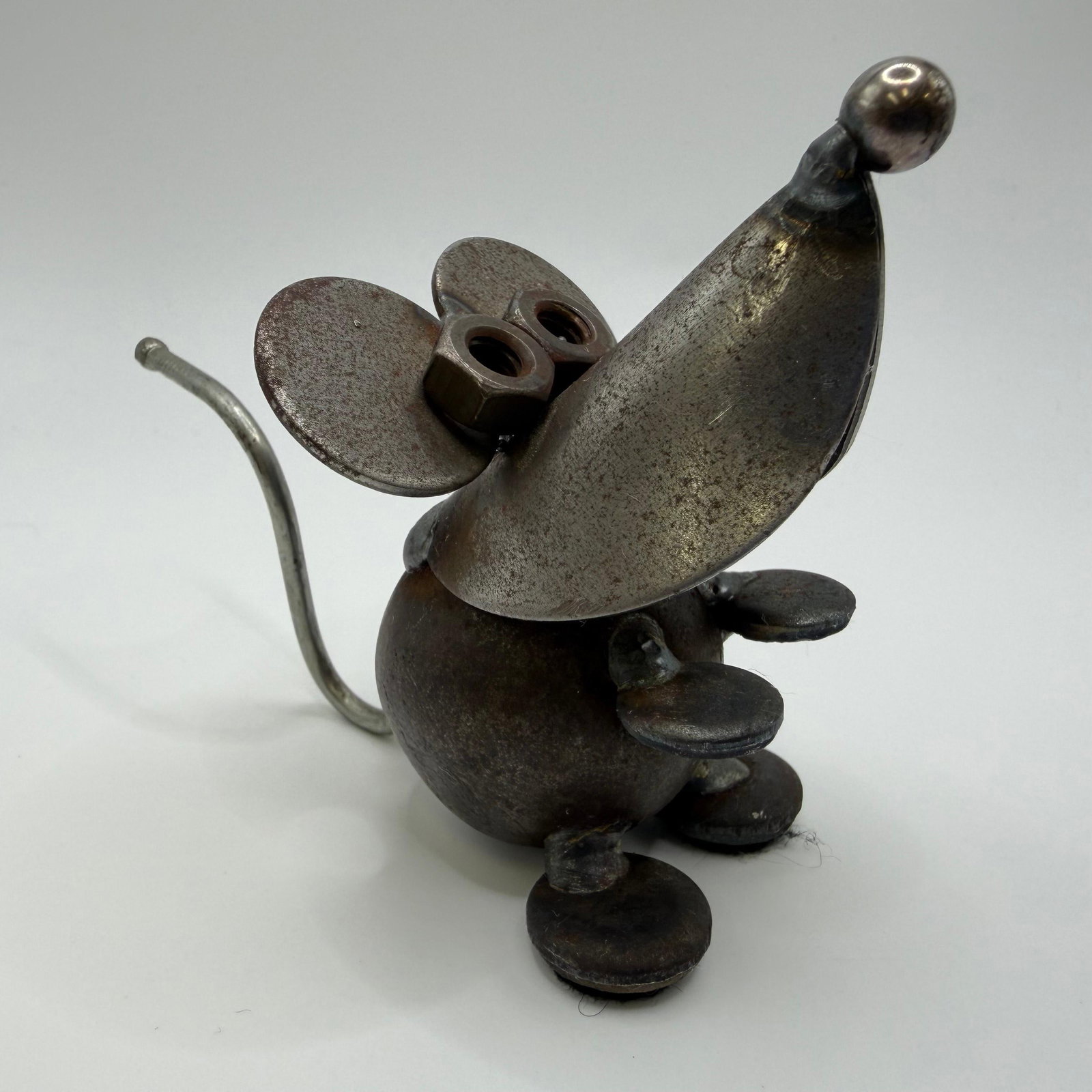Handcrafted Welded Steel Industrial Art Mouse Sculpture Small (1 of 8)