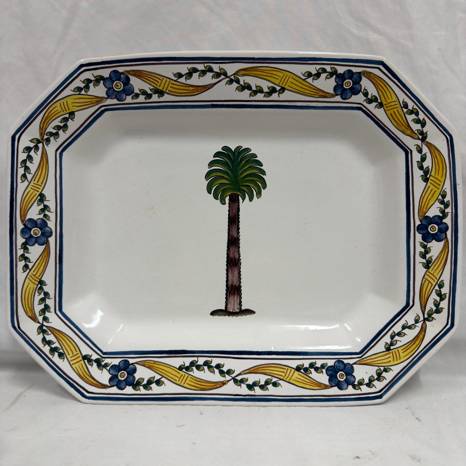 Estrela de Conimbriga Portugal Hand-Painted Palm Tree Rectangular Serving Platter Plate (1 of 4)