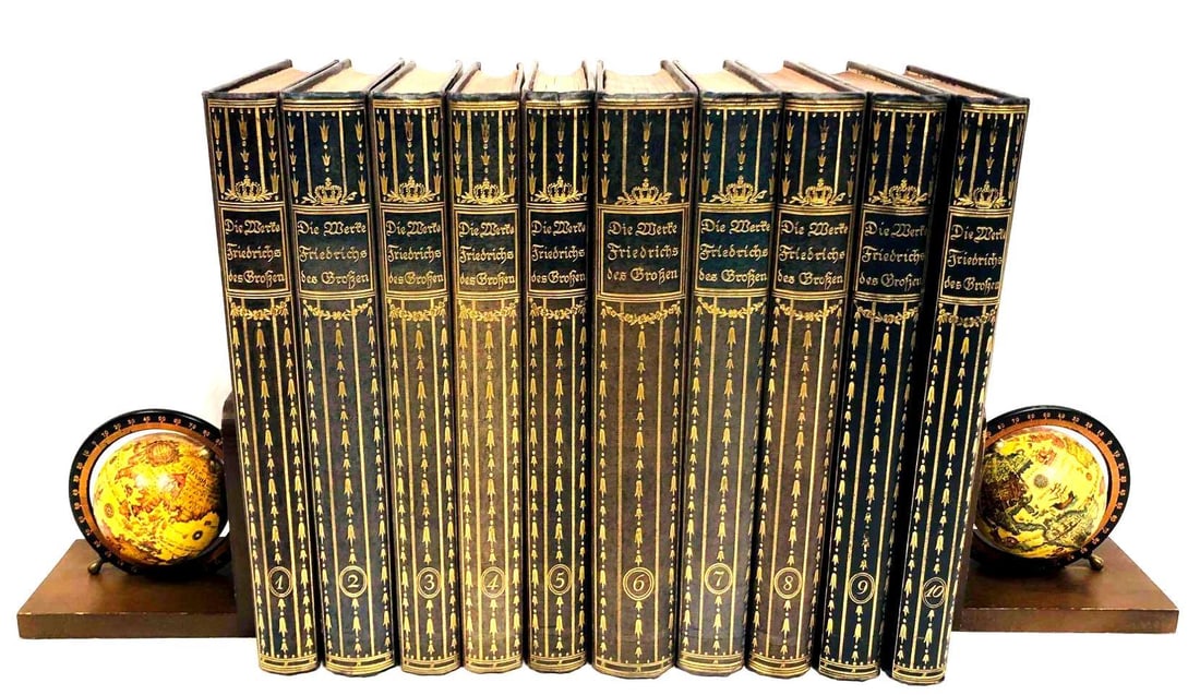 Die Werke Friedrichs des Großen or Letters Of Frederick The Great Vol.1-10.: This lot contains Decorative Hardcover Copies Of Die Werke Friedrichs des Großen or Letters Of Frederick The Great Vol.1-10 Published by Gustav Berthold Volz. Publisher of Reimar Hobbing in Berli