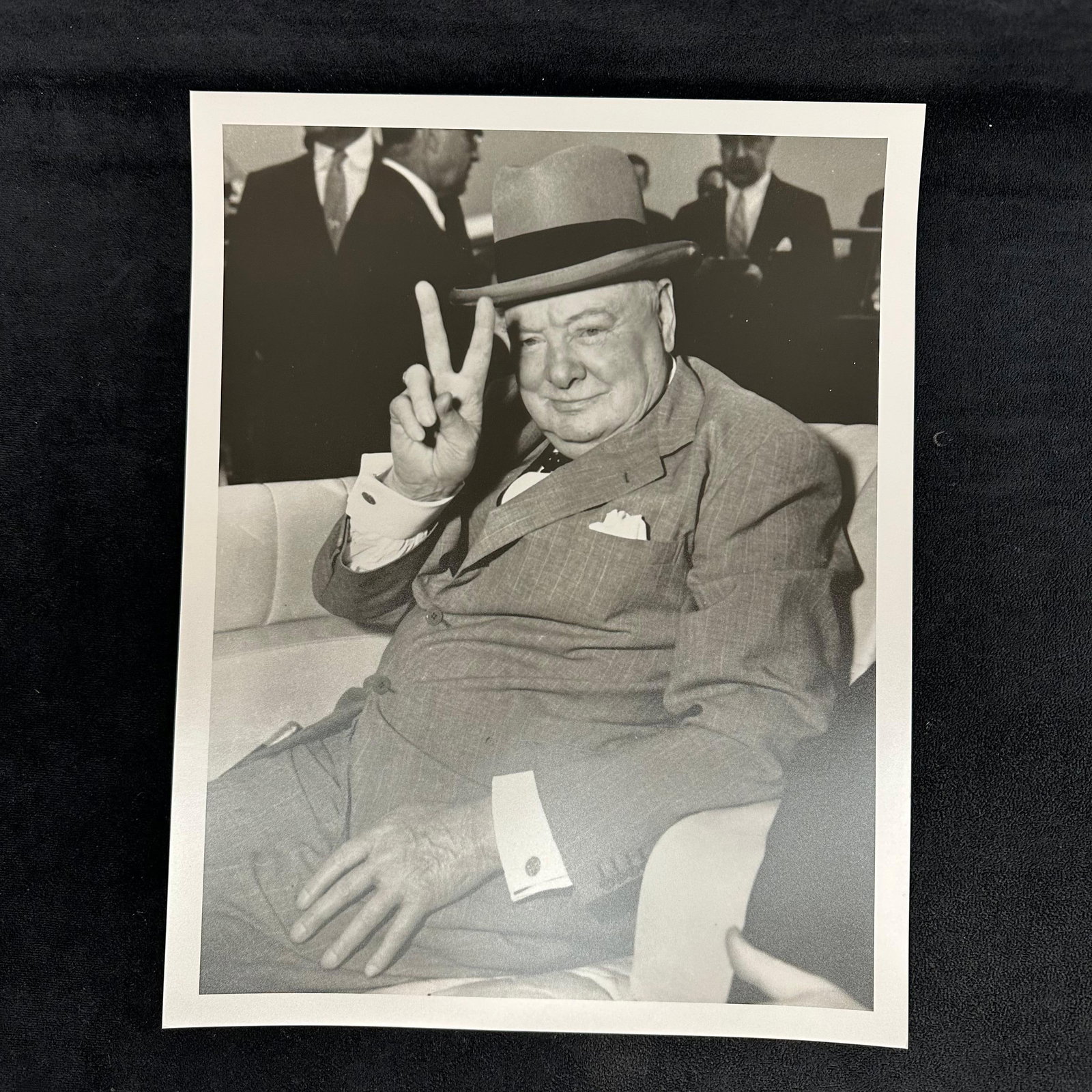 Black and White Analog Photo Print of Winston Churchill V for Victory Pose #3 (1 of 4)