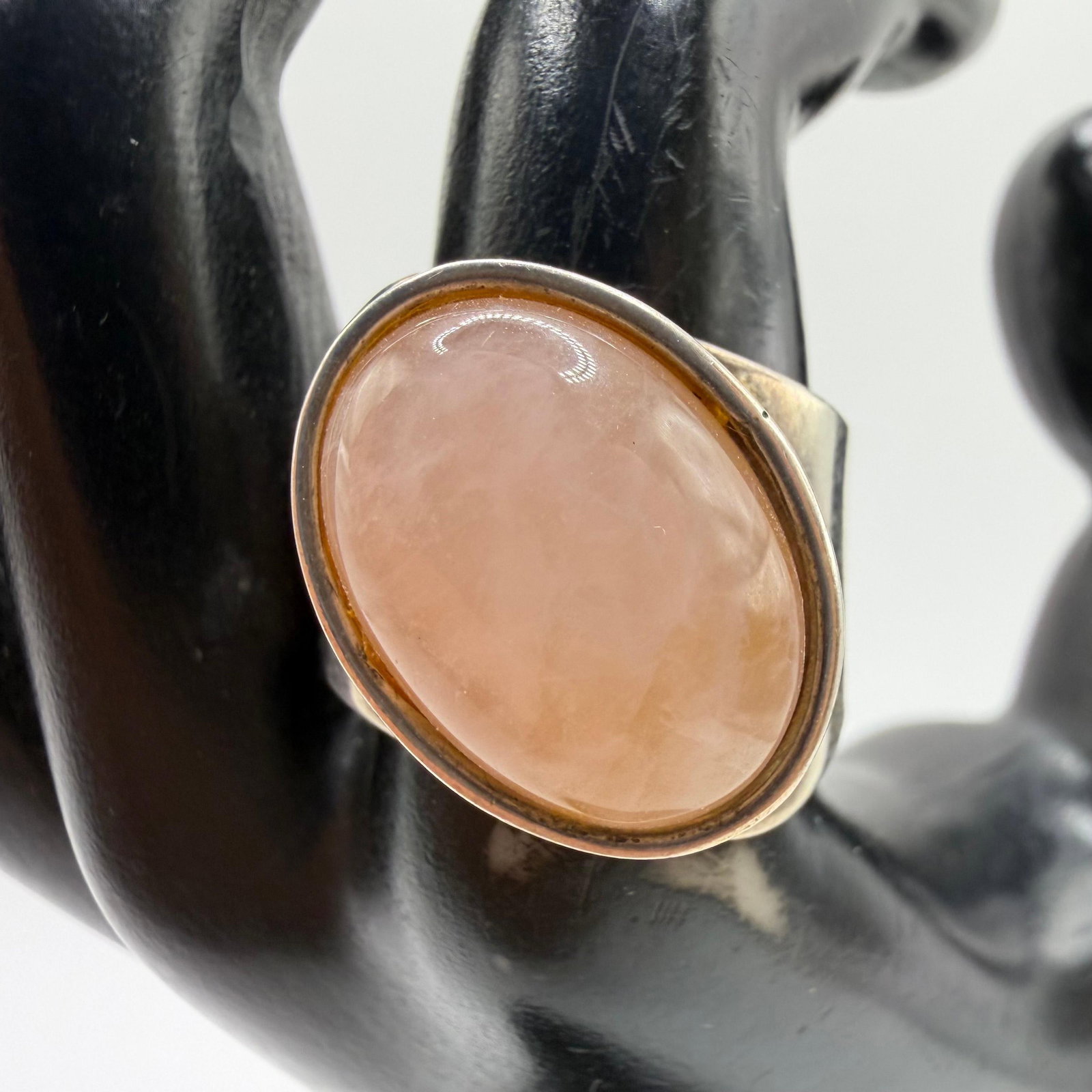 DTR Sterling Silver Oval Pink Rose Quartz Ring Sz 10 (1 of 6)