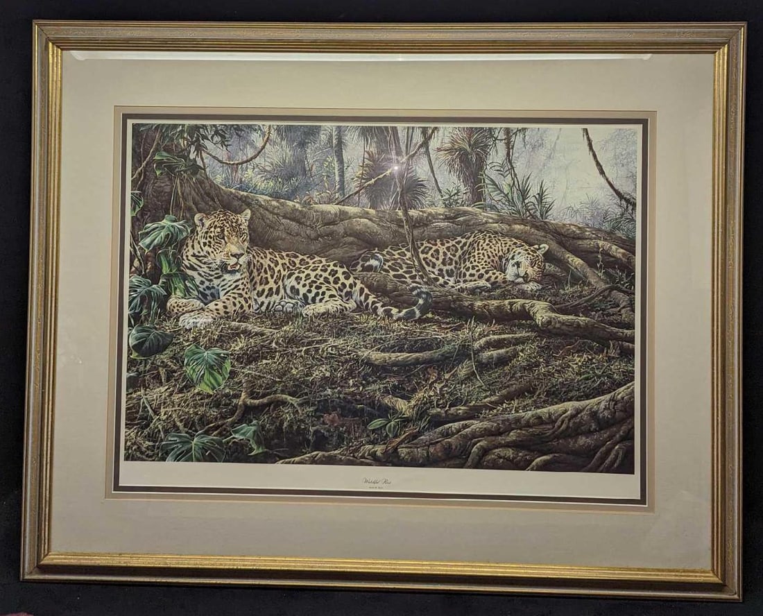 S&N Alan M. Hunt Watchful Rest Cheetah Print: S&N Alan M. Hunt Watchful Rest Cheetah Print. This framed print is #605 out of #975. The print was signed by the artist on the bottom right, under the printed signature. Please note, that the sign