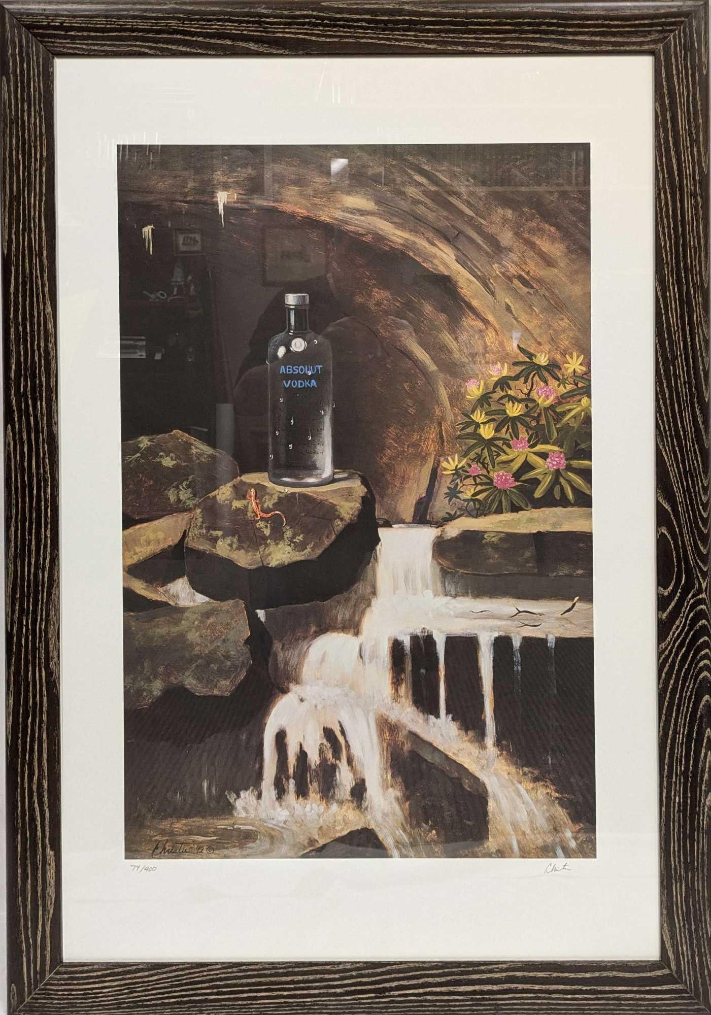 S&N Absolut Statehood: West Virginia R. Michael Christie Print: S&N Absolut Statehood: West Virginia R. Michael Christie Print. This lithograph is #74 out of #400. This framed print is approx 29 3/4" x 1" x 42 1/2" and it weighs 16.50lbs. The