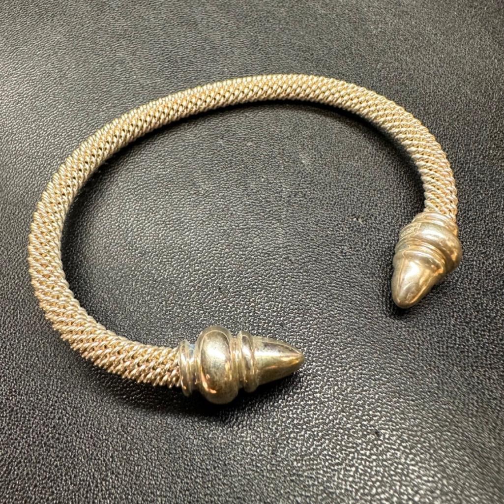 Sterling Mesh Link Adjustable Cuff Bracelet B: This piece of jewelry has been tested and researched prior to listing. Please view all our pictures they are part of our description. DETAILS: Metal - Sterling Silver Color - Silver Stones - none
