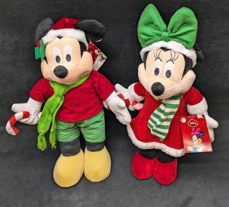 Disney Mickey & Minnie Mouse Christmas Candy Cane Greeters: Disney Mickey & Minnie Mouse Christmas Candy Cane Greeters. Minnie approx 13" x 8" x 22" and Mickey is approx 14" x 7" x 21". The total weight is 3.90lbs. Minnie's bow is a little droopy and Mickey