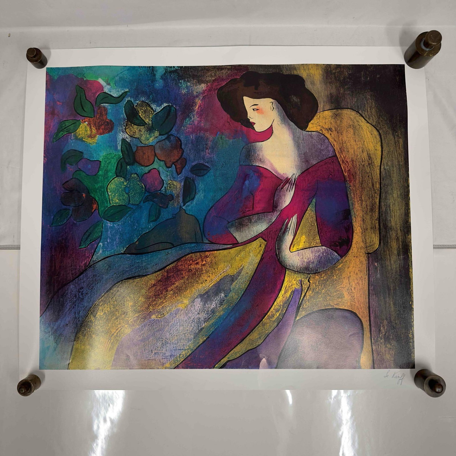 Linda Le Kinff Annabella Seriolithograph 24" x 29" Signed: Linda Le Kinff Annabella Seriolithograph 24" x 29" Signed. Serigraph in color on wove paper. Signed in the plate. Signed by Linda Le Kinff. Includes original Park West Certificate of