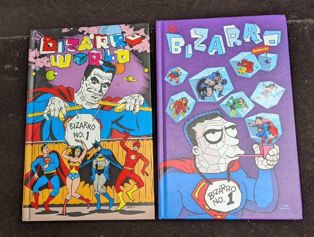 DC Comics Bizzaro Comics And Bizzaro World Hardcover Books: DC Comics Bizzaro Comics And Bizzaro World Hardcover Books. Independent artists and writers take on DC Comics. Each hardcover book is approx 7" x 5/8" x 10 1/2" and the total weight is 2.73lbs. The co