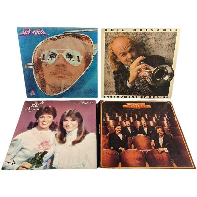 Four Religious Gospel Music LP Records: This lot includes: (1) The Statler Brothers - Four For The Show. This was released by Mercury in 1986. (1) Judy & Trena Rogers - Friends. This was released by Candle Records. (1)&#
