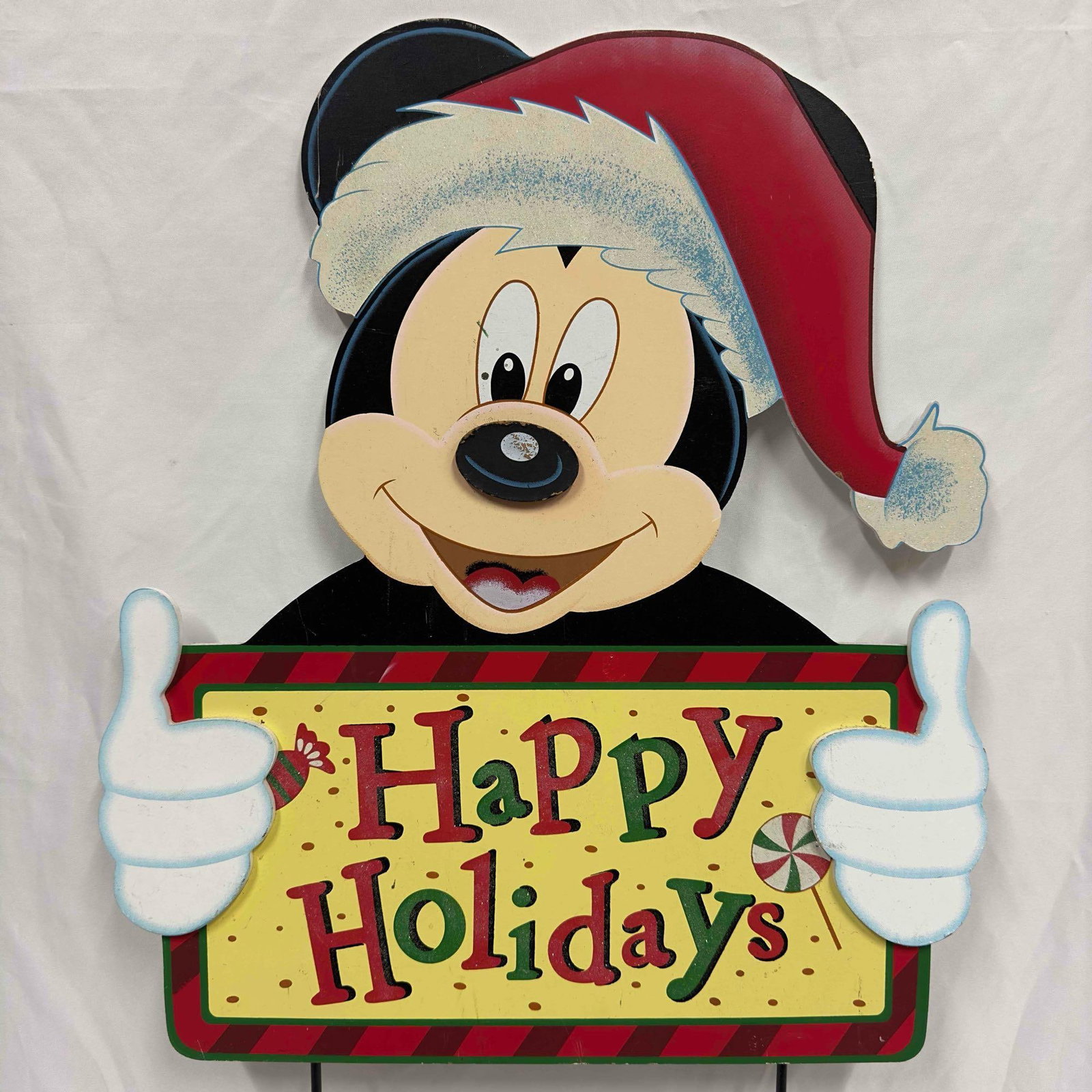 Happy Holidays Santa Mickey Mouse Wooden Lawn Sign Wood Home Outdoor Decor (1 of 7)