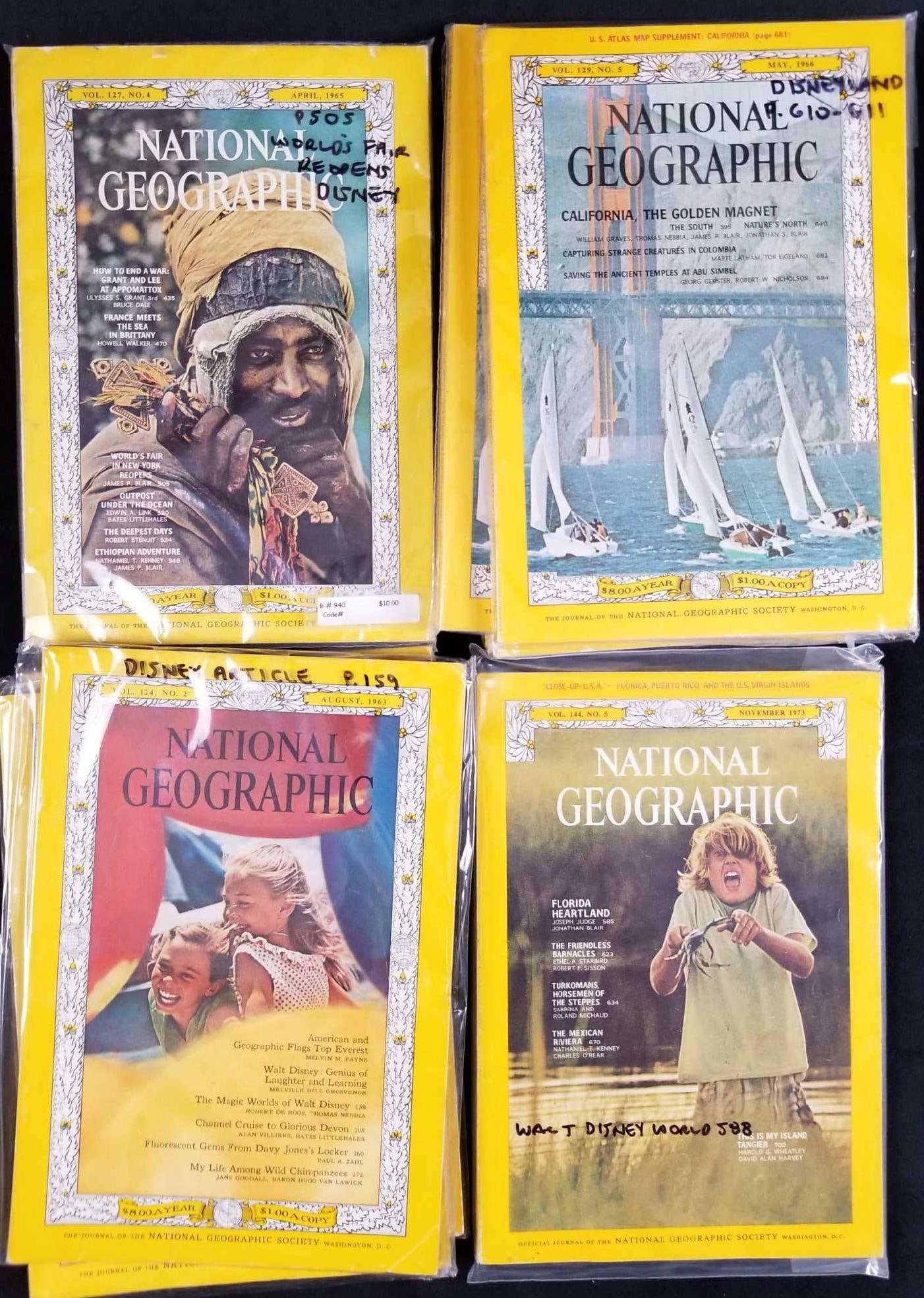 Lot of 8 National Geographic Magazines From the 60s and 70s: This Lot of 8 National Geographic Magazines consists of: (1) National Geographic Magazine April 1965. Vol. 127, NO. 4. Contains articles such as: How To End