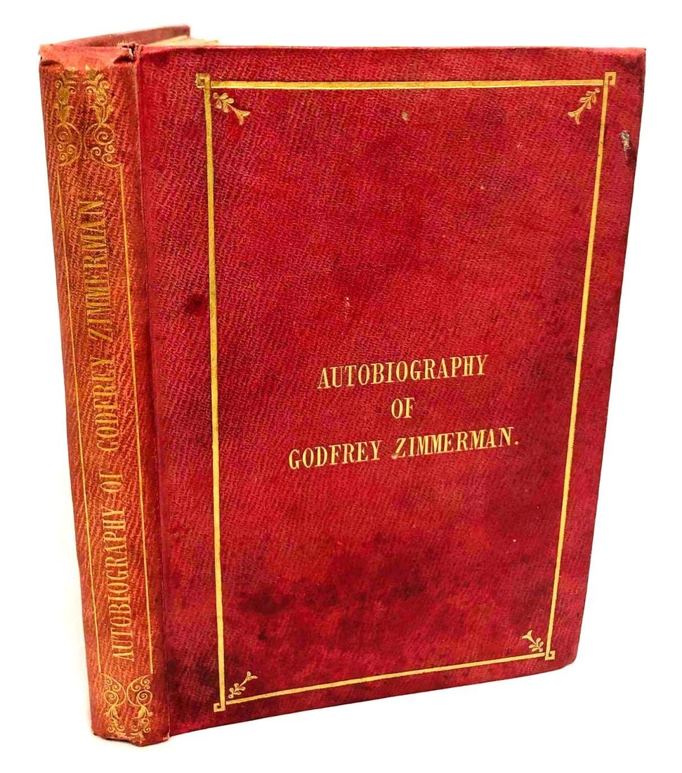 Autobiography Of Godfrey Zimmerman Published In London By Alexander Durlacher: This lot contains Autobiography Of Godfrey Zimmerman Published In London By Alexander Durlacher. It is approx 7 1/4" x 5 1/4" and weighs about 0.6lbs. Overall the book is in good used condition 