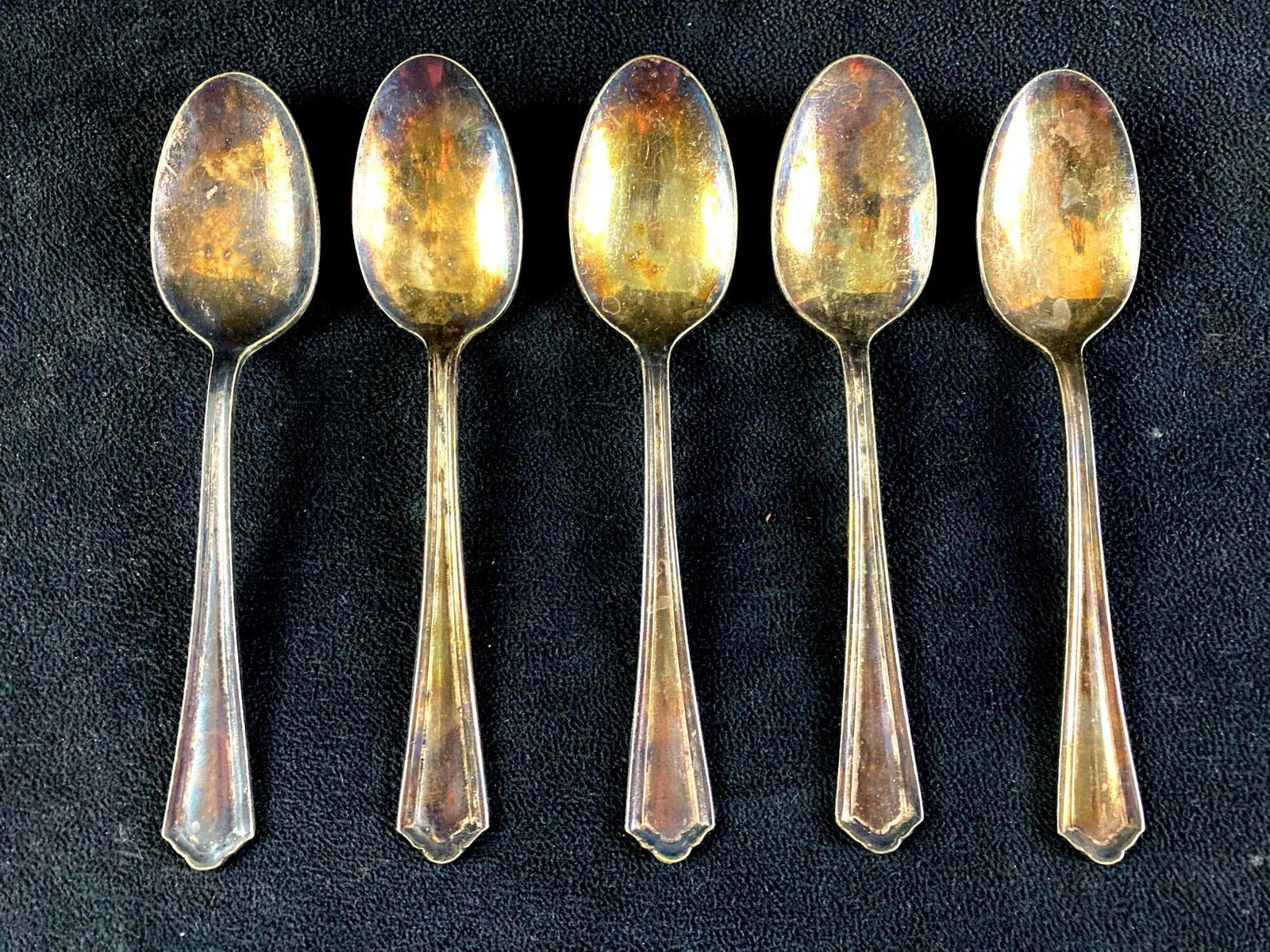 Set of (5) Victor Co. Silver Plate Spoons: This lot includes: (5) Victor Co. Silver Plate Spoons Condition is used and refer to photographs for additional details. The spoons are from a recent estate and one came from a larger set. The