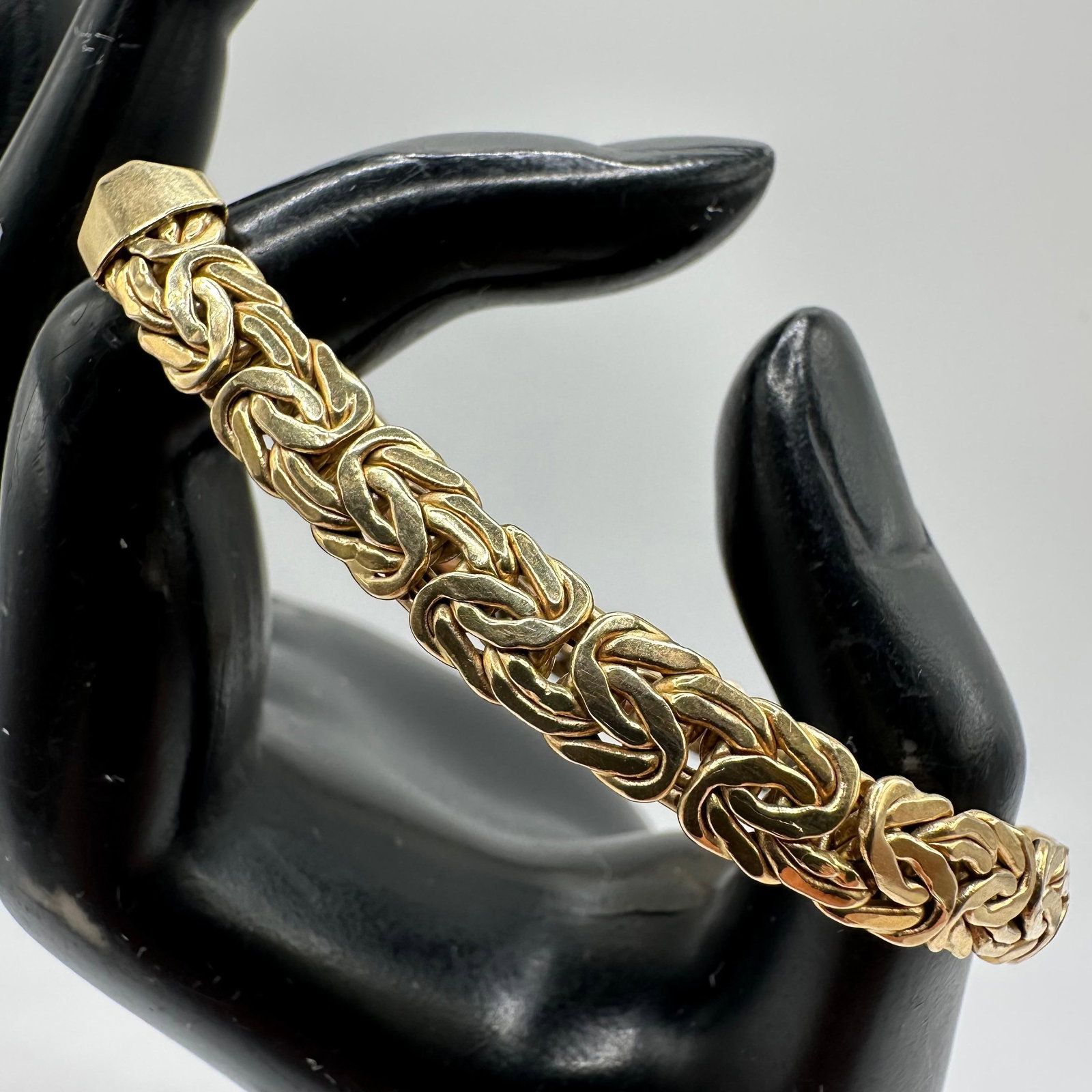 Turkey AK 14K Gold Byzantine Flat Link Bracelet: This item is in good pre-owned, previously used/displayed condition with noticeable light wear and surface scratches. Please reference all photos for full details. This piece of jewelry has been teste
