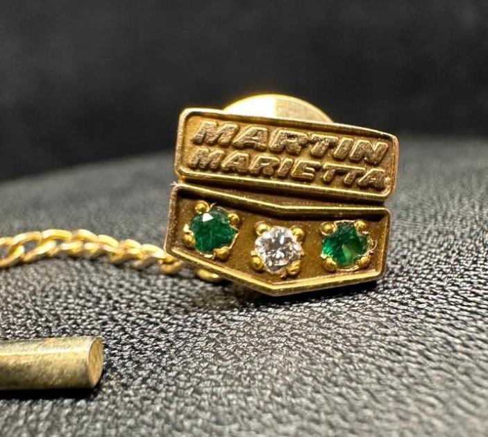 14k Gold Diamond Martin Marietta Service Pin: This piece of jewelry has been tested and researched prior to listing. Please view all our pictures they are part of our description. DETAILS: Metal - 14k Gold Color - Yellow/Gold Stones - Diamond,