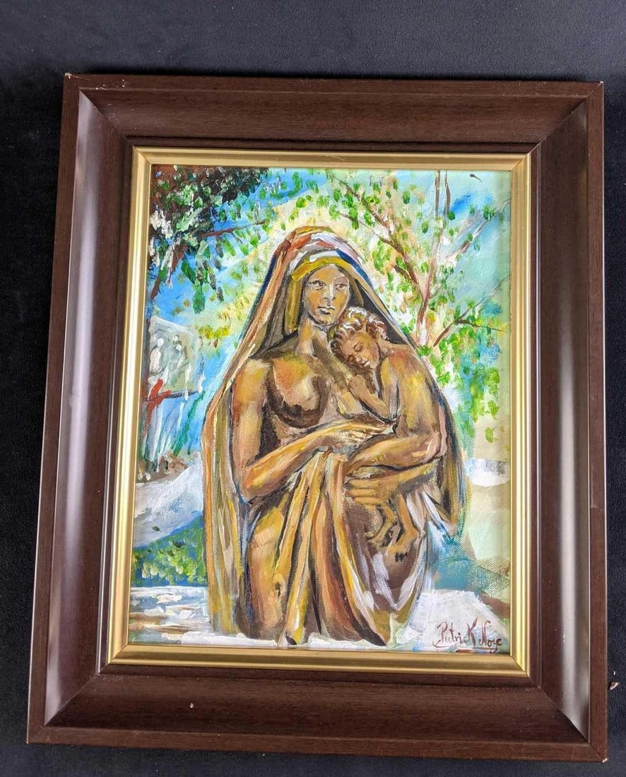 Painting of "Mother and Child" by Patrick Noze: 14x11 Acrylic on Canvas With Frame 15 1/4" x 18 1/4" Weight: 4.5lbs This painting by Patrick Noze was painted at Winter Parks' annual Paint Out held at the Albin Polasek M