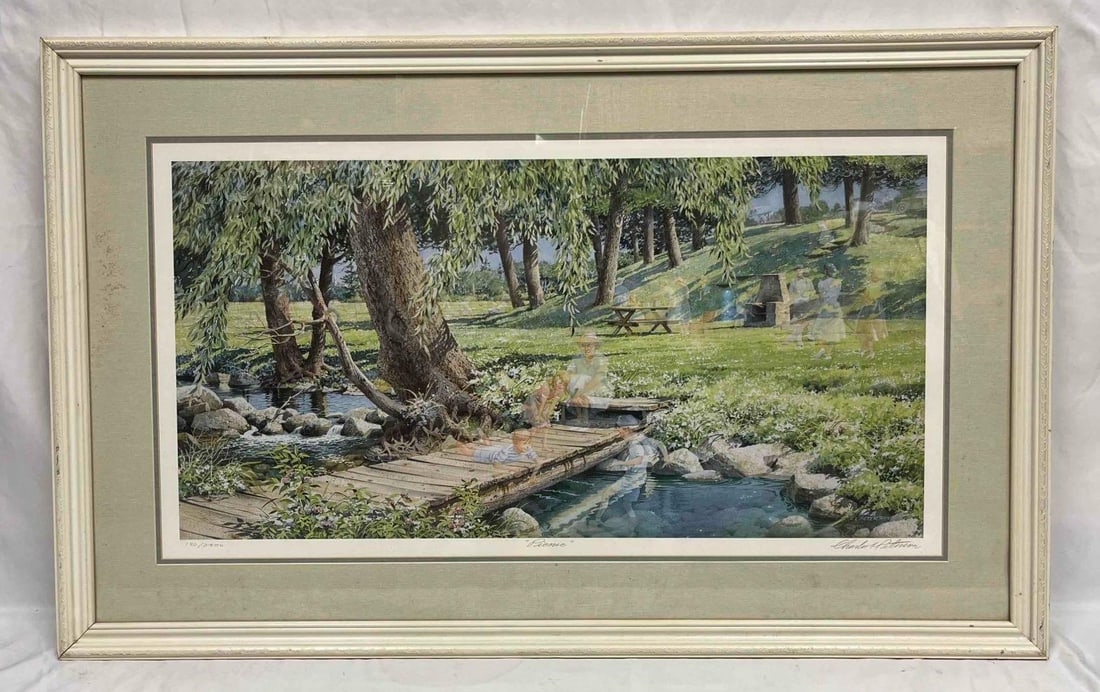 Framed And Signed Limited Edition Print Picnic By Charles L. Peterson: This lot contains a Framed And Signed Limited Edition Print Picnic By Charles L. Peterson. The approx. weight and dimensions are listed below. Overall the Limited Edition Print is in good pre owned co
