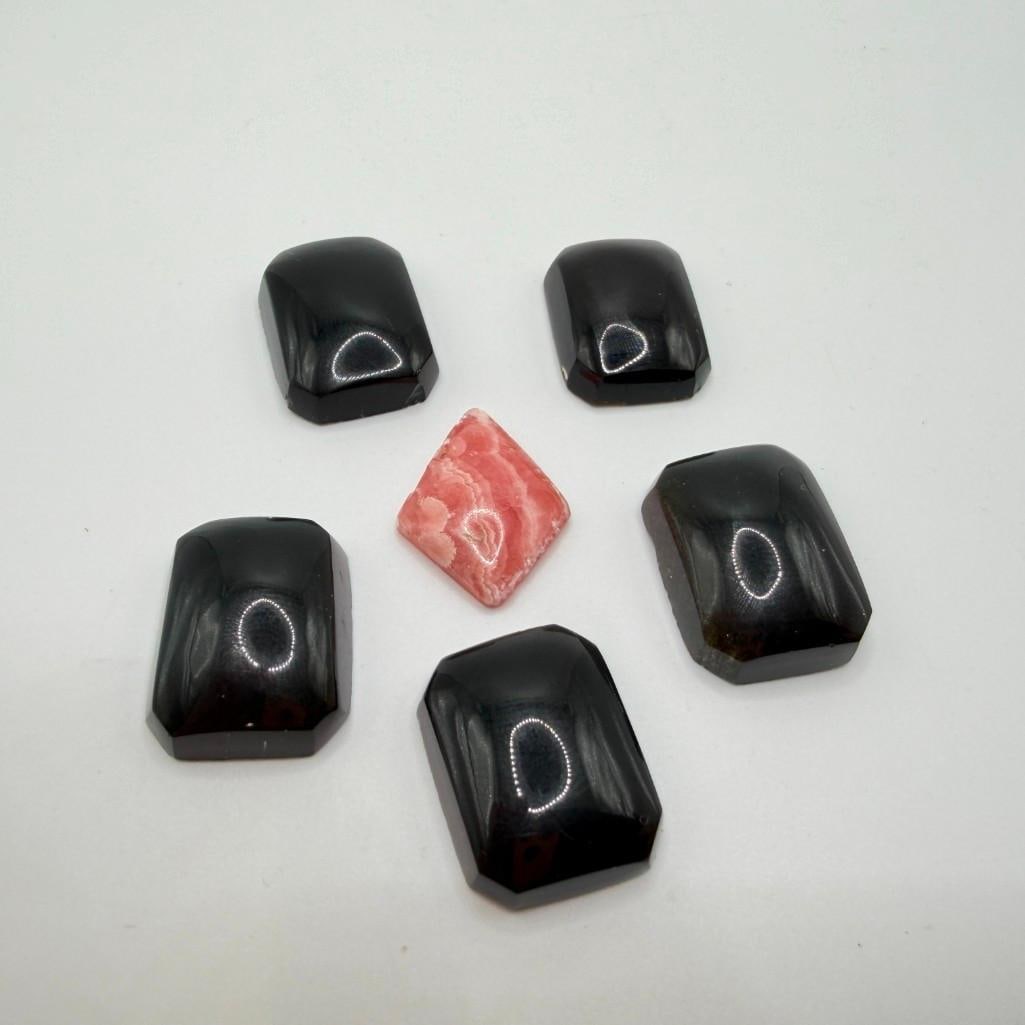 5 Black Rectangular Obsidian Cabochons Plus (1 of 2)
