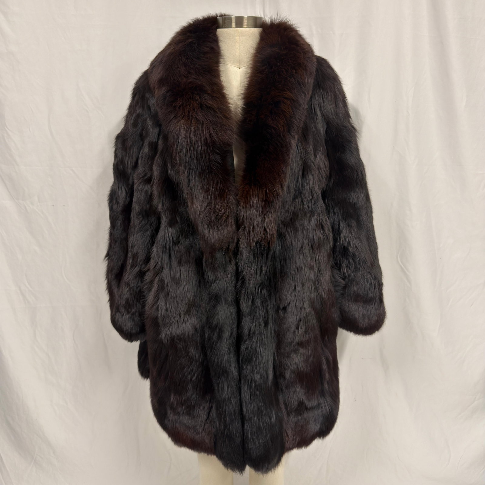 Dark Brown Fox Fur Trim Coat Monogram Interior FurAA (1 of 10)