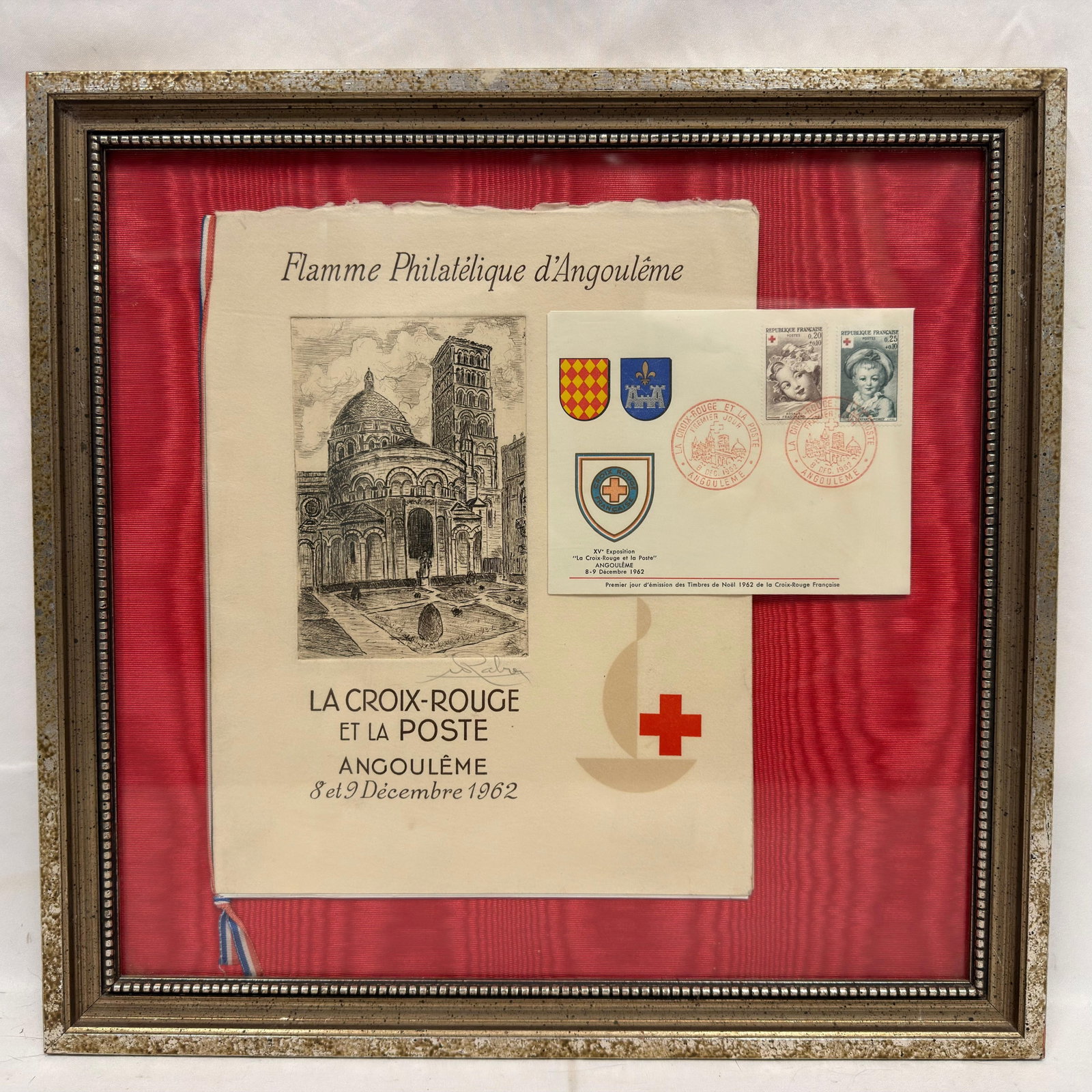 Framed 1962 French Red Cross Philatelic First Day Display (1 of 4)