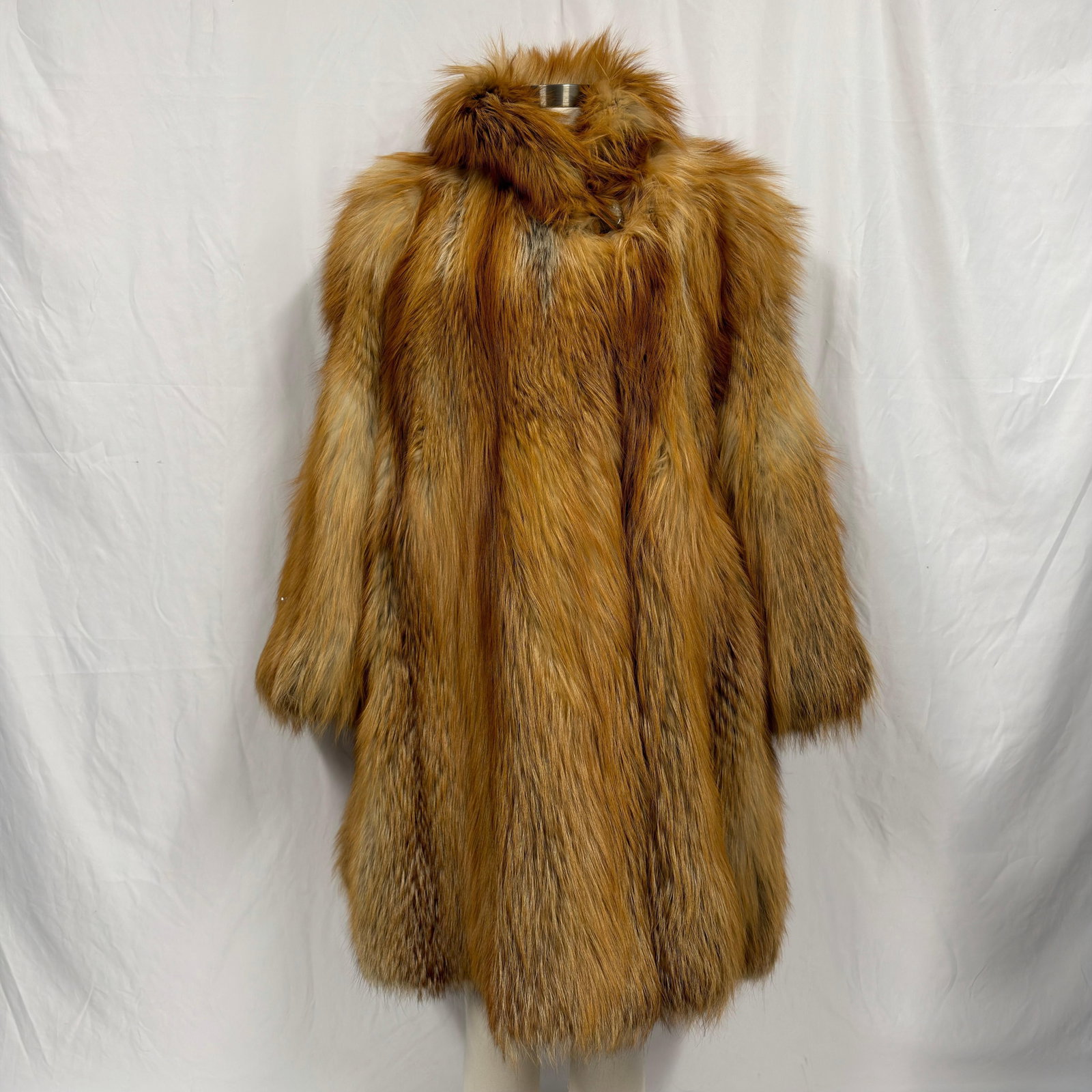 Long Medium Length Fox Fur Coat Golden Brown Reddish Hue (1 of 8)