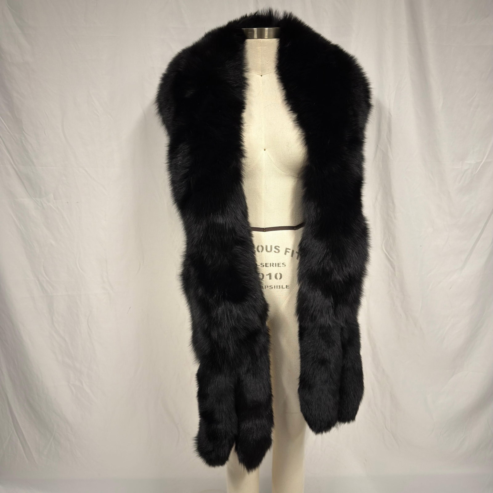 Black Fox Fur Stole Plush Hanging Tails (1 of 6)