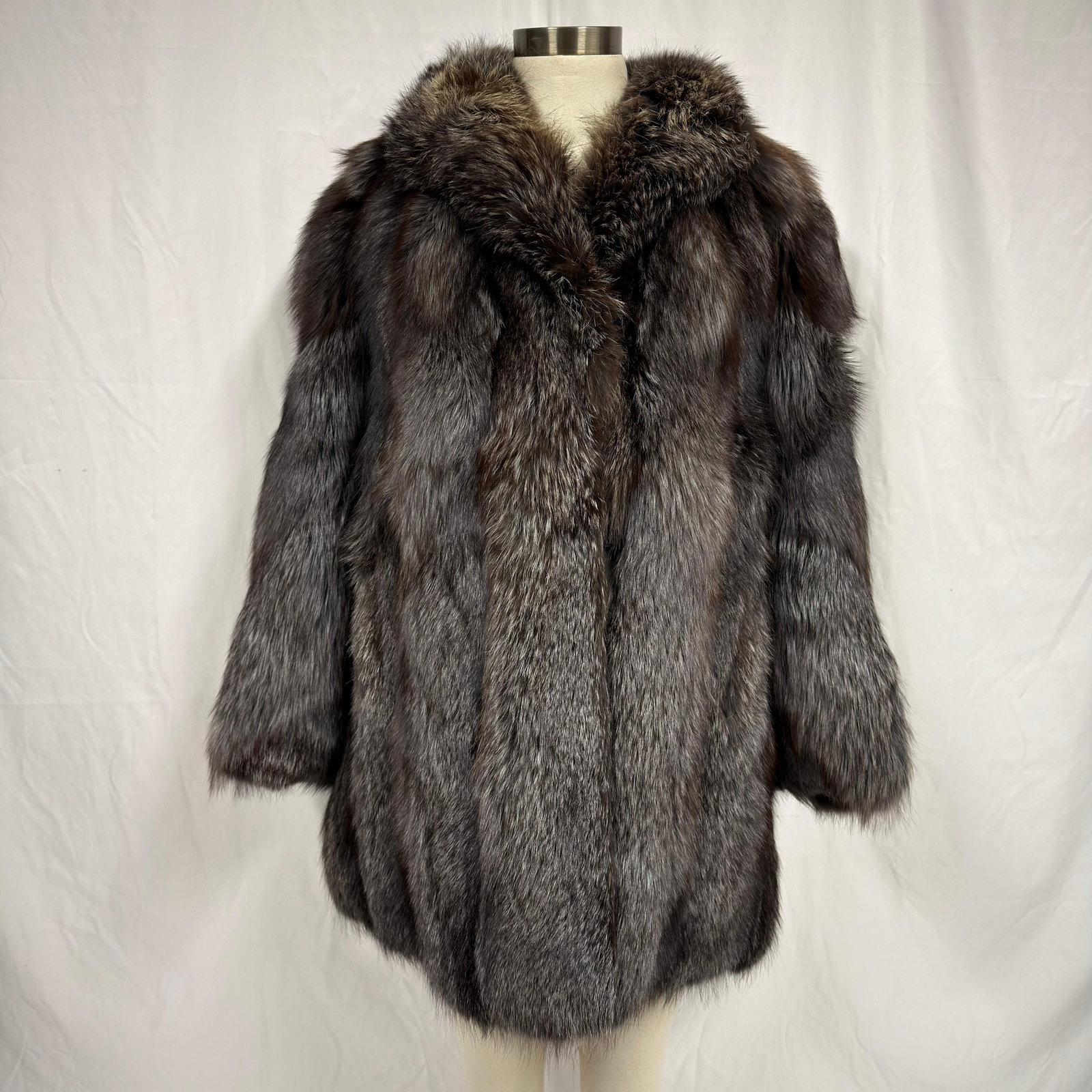 Fox Fur Coat Natural Dark Tone Mid Length Stroller Style FurJJ (1 of 5)
