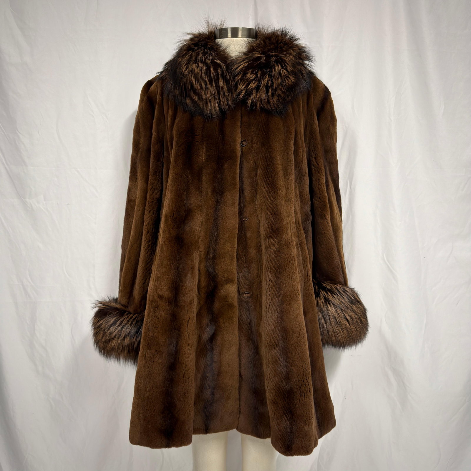 Brown Mink and Tanuki Collar and Cuff Fur Coat (1 of 6)