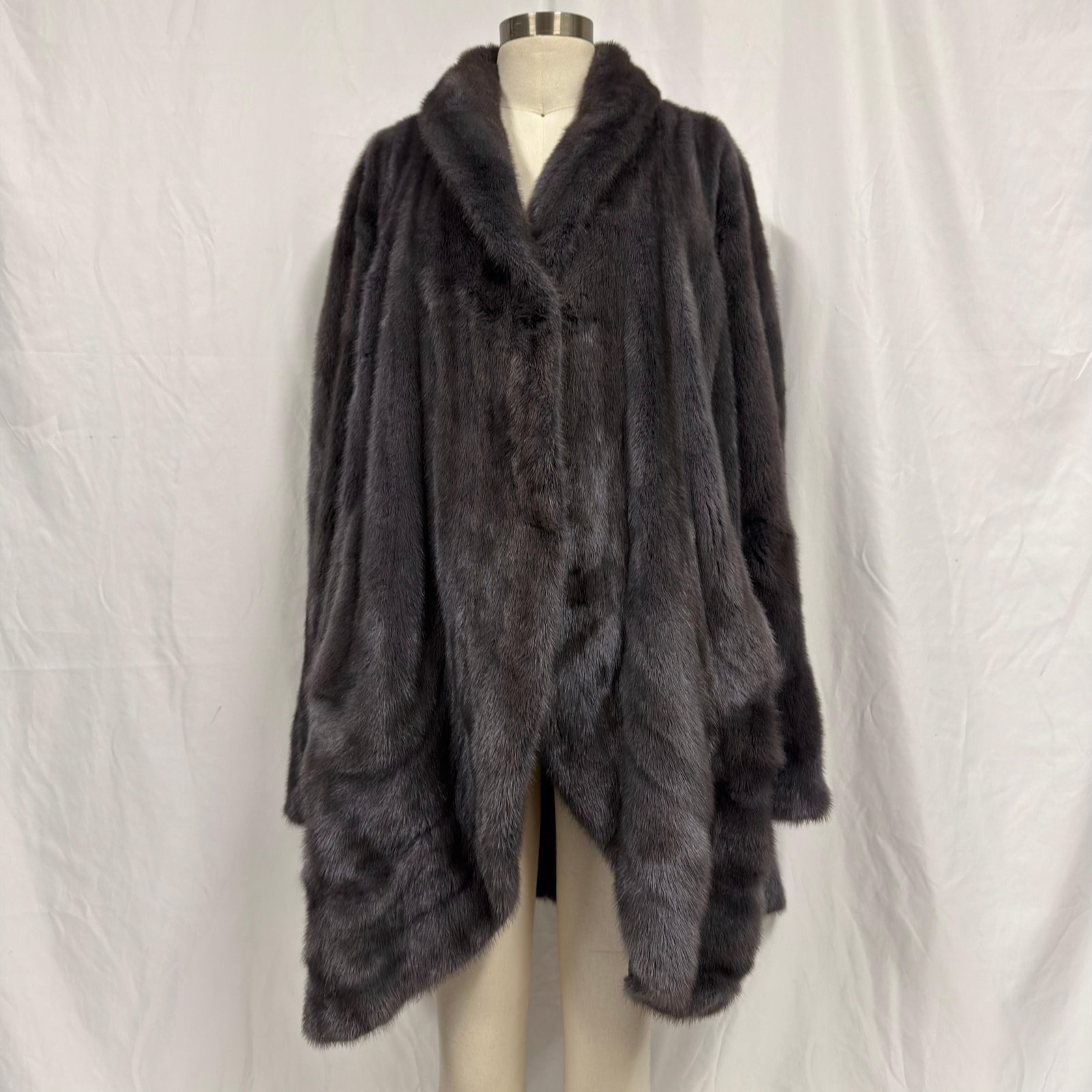 Gray Flared Silhouette Mink Fur Coat (1 of 12)