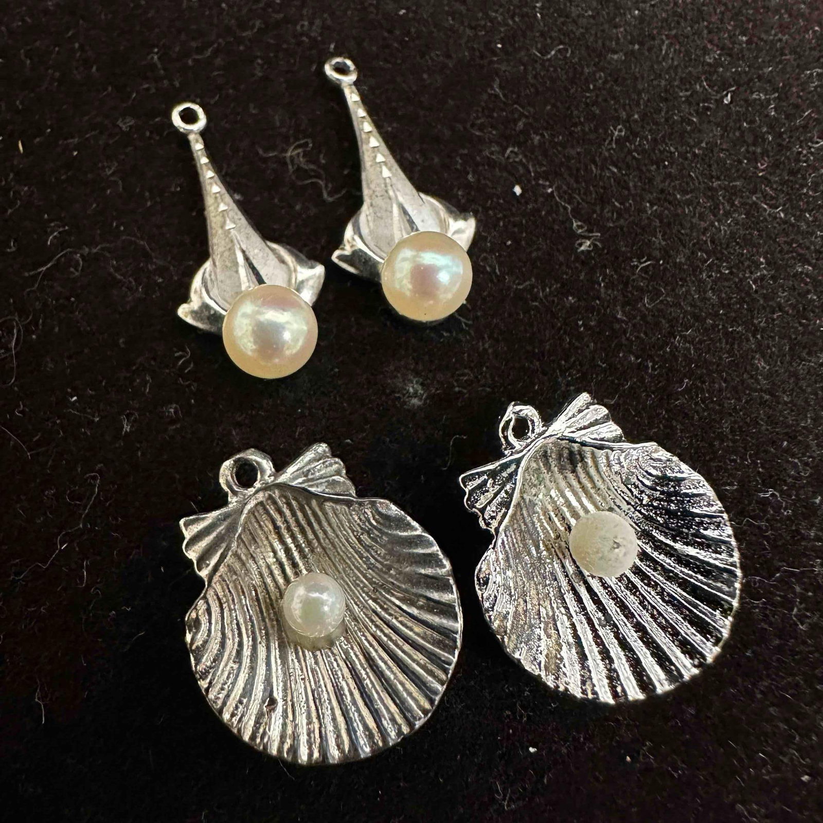 Faux Pearl Sterling Silver Pendant Set Shells D89 (1 of 8)