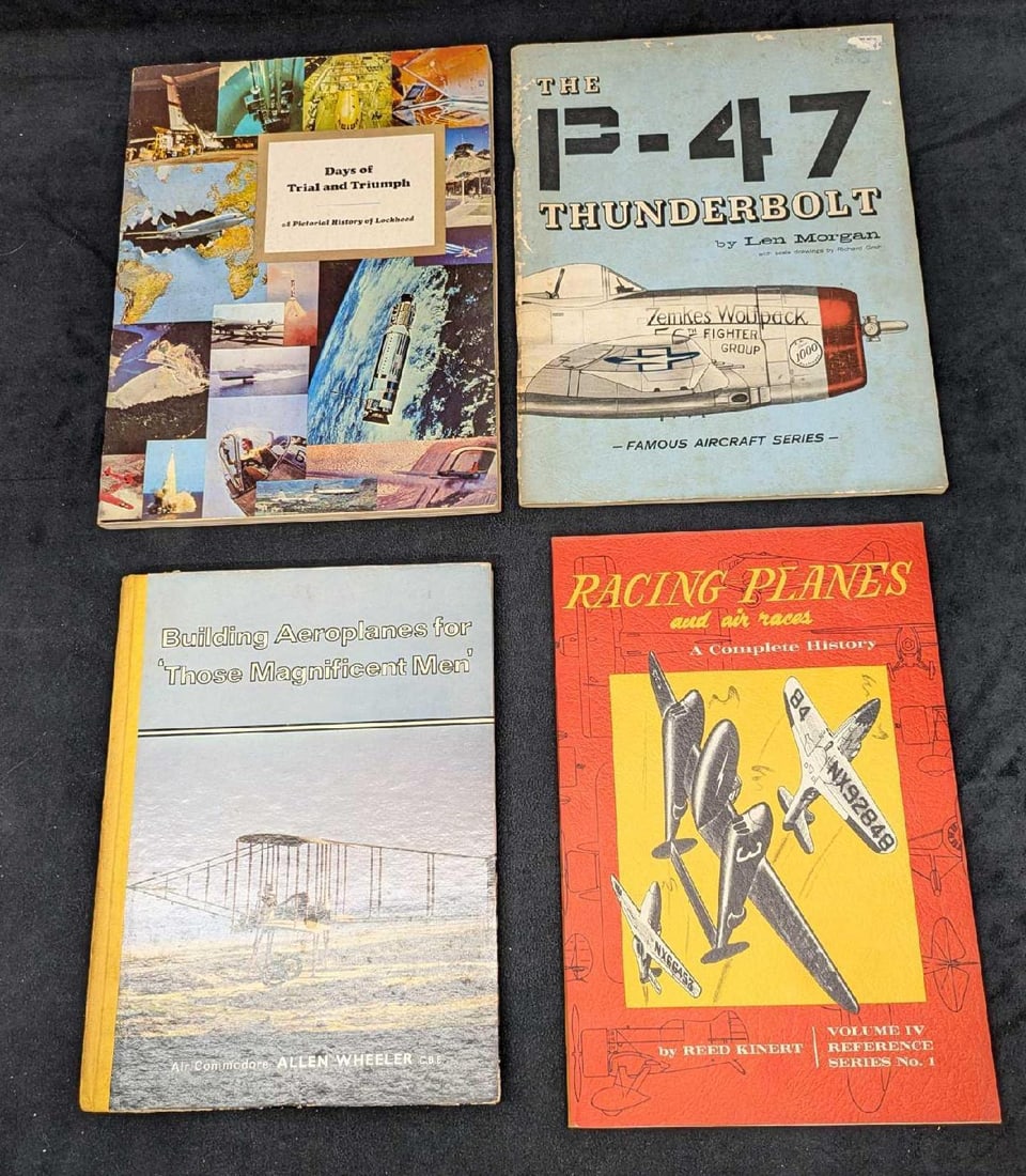 4 Vintage Books About Airplanes: 4 Vintage Books About Airplanes. This lot includes: (1) The P-47 Thunderbolt By Len Morgan Softcover Book. This was published by Aero Publishers, Inc in 1979. This is approx 8 1/2" x 1/8" x 11
