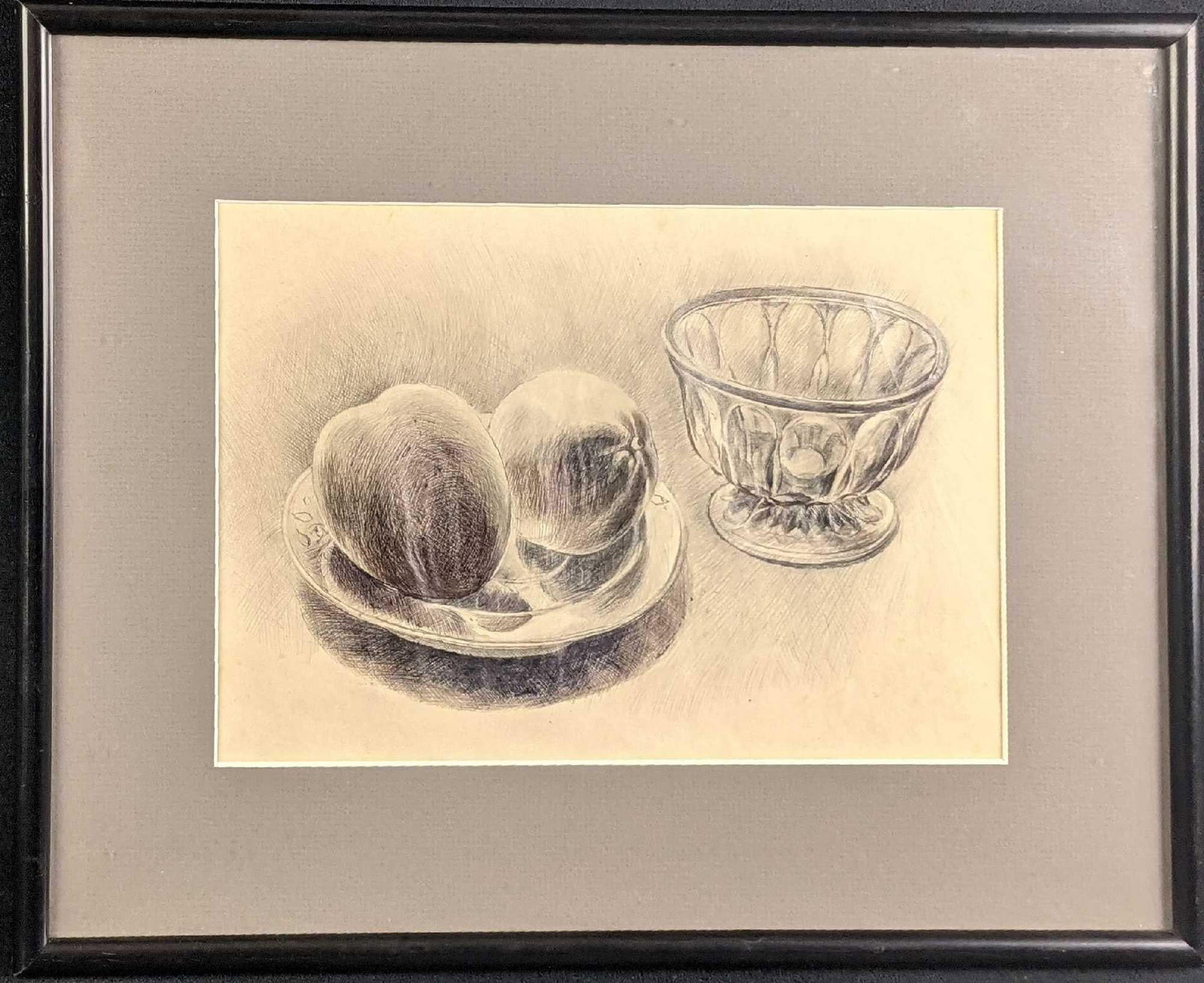 Original Framed Pencil Sketch Fruit And Bowl (1 of 6)
