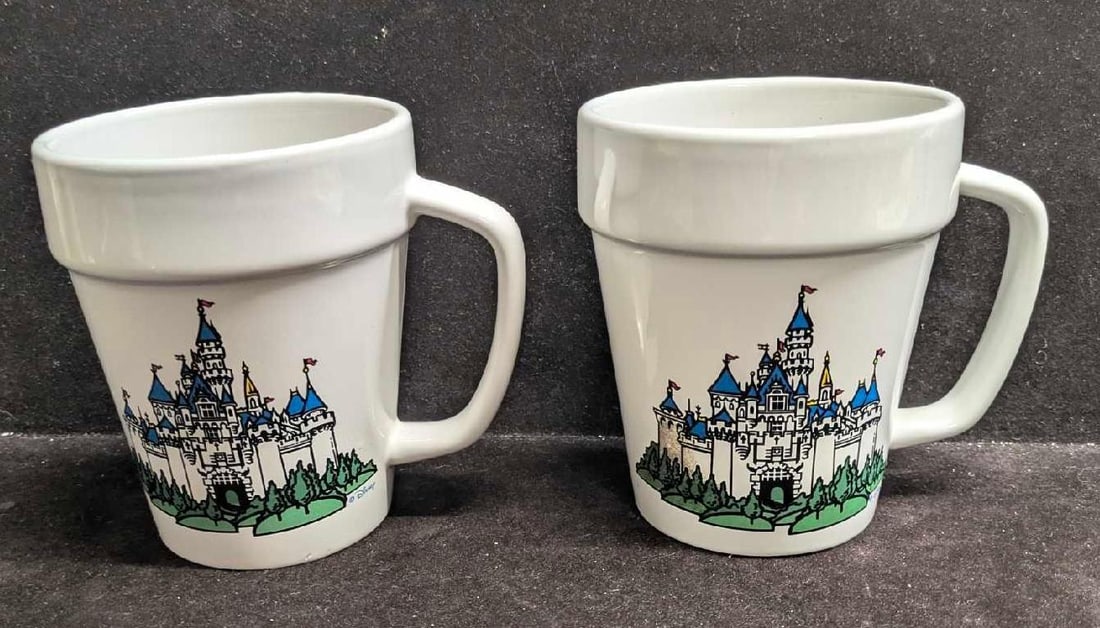 2 Disney Parks Ceramic Castle Flowerpot Coffee Mugs (1 of 6)
