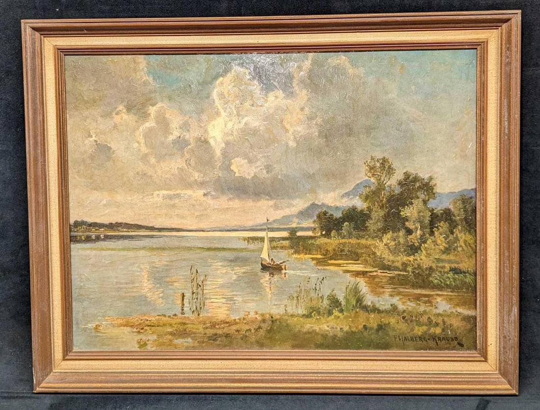 Framed Fritz Halberg-Krauss Textured Landscape Print: Framed Fritz Halberg-Krauss Textured Landscape Print. The framed print is approx 24 1/2" x 1 1/2" x 19" and it weighs 3.8lbs. The print is approx 21 1/2" x 16". This was a print that acrylic was