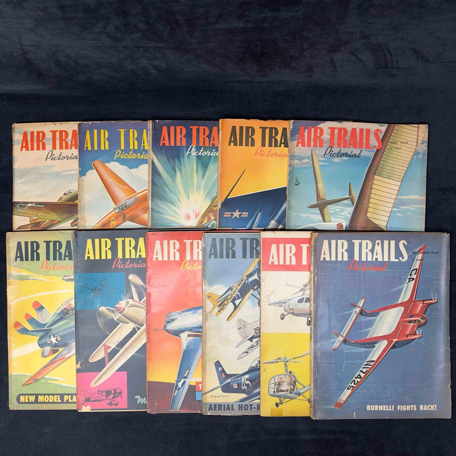Air Trails Pictorial Aviation Magazine 1949 Lot of 11 Eleven Magazines Collection Set (1 of 7)