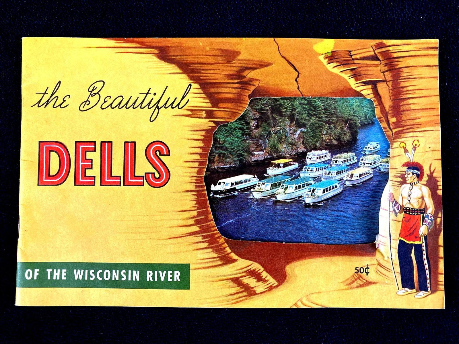 The Beautiful Dells Booklet: Up for auction is a recent estate find, a booklet about the Dells of the Wisconsin River dated 1956. The booklet contains color photographs and illustrations of the scenery, history, and locations alo