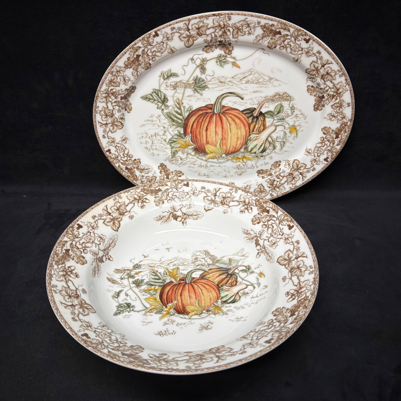 Williams Sonoma Harvest Pumpkin Oval Serving Platter and Vegetable Bowl Set (1 of 9)
