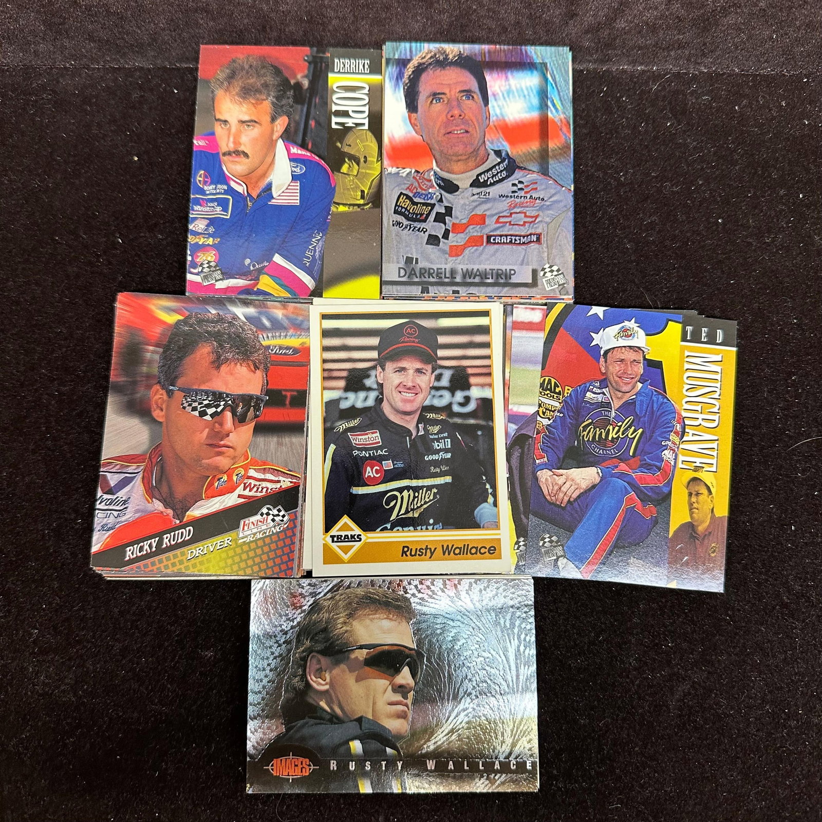 120 NASCAR Sport Trading Card Collection Press Pass Maxx Race Cards X45: Cards are loose and not stored in sleeves or protective holders. The condition shows typical handling and storage wear consistent with loose trading cards. The lot includes duplicates. Approximately