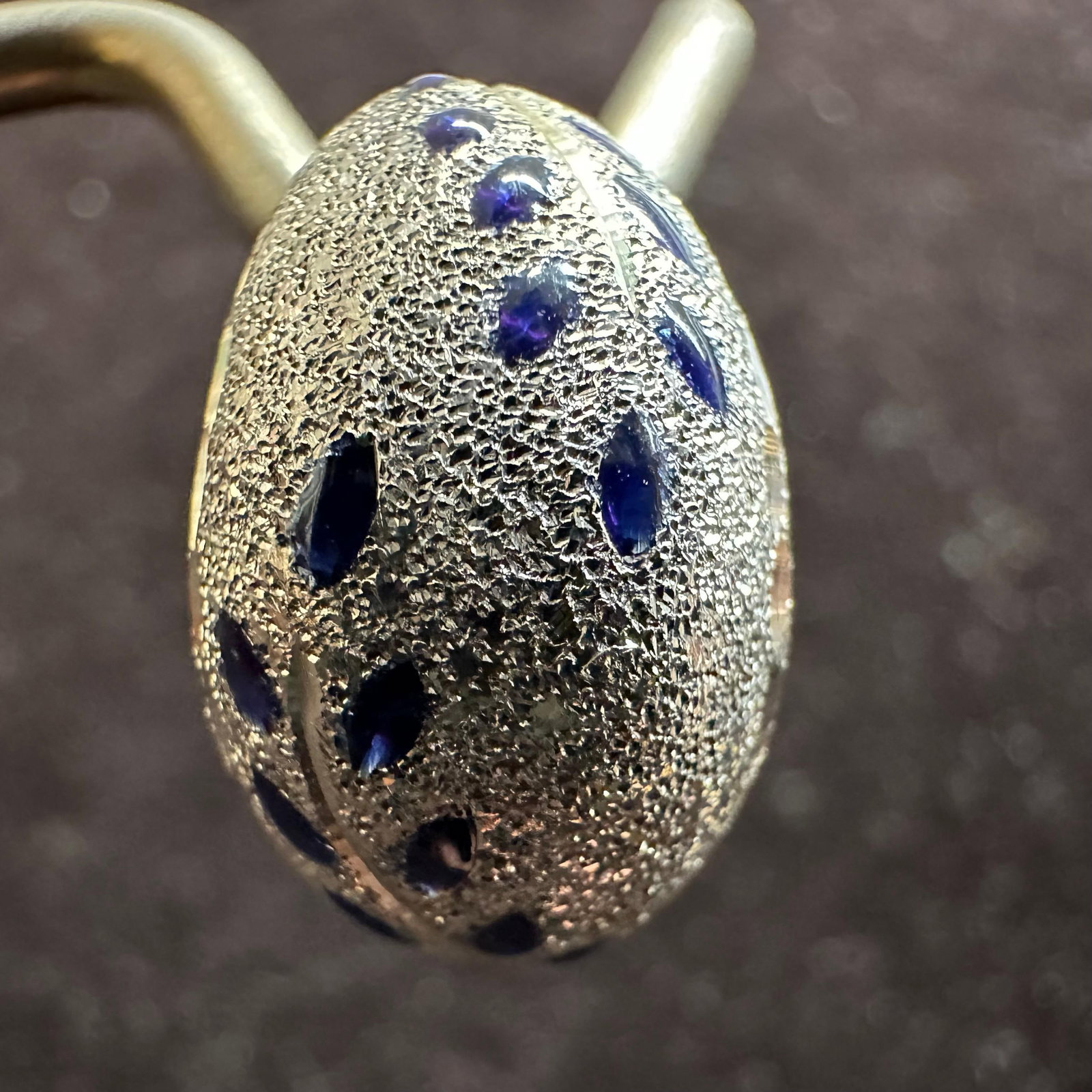 Blue Enamel Leaf Motif Textured 14K White Gold Crescent C Earrings: This item is in good pre-owned, previously used/displayed condition with noticeable light wear and surface scratches. Please reference all photos for full details. This piece of jewelry has been teste
