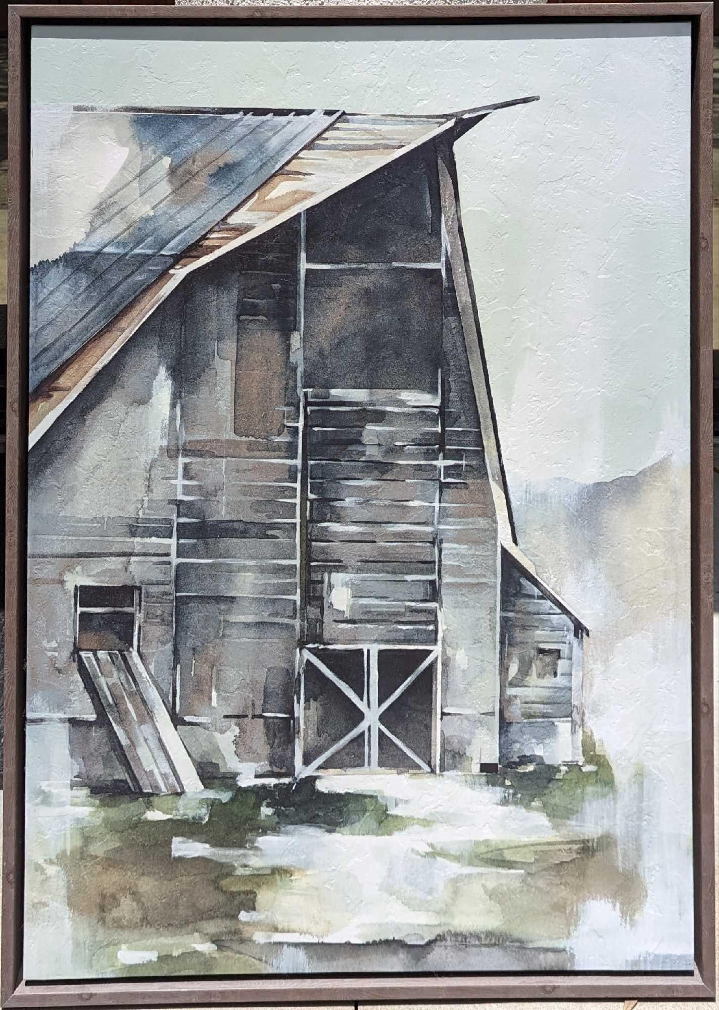 Framed Textured Barn Print On Canvas (1 of 5)
