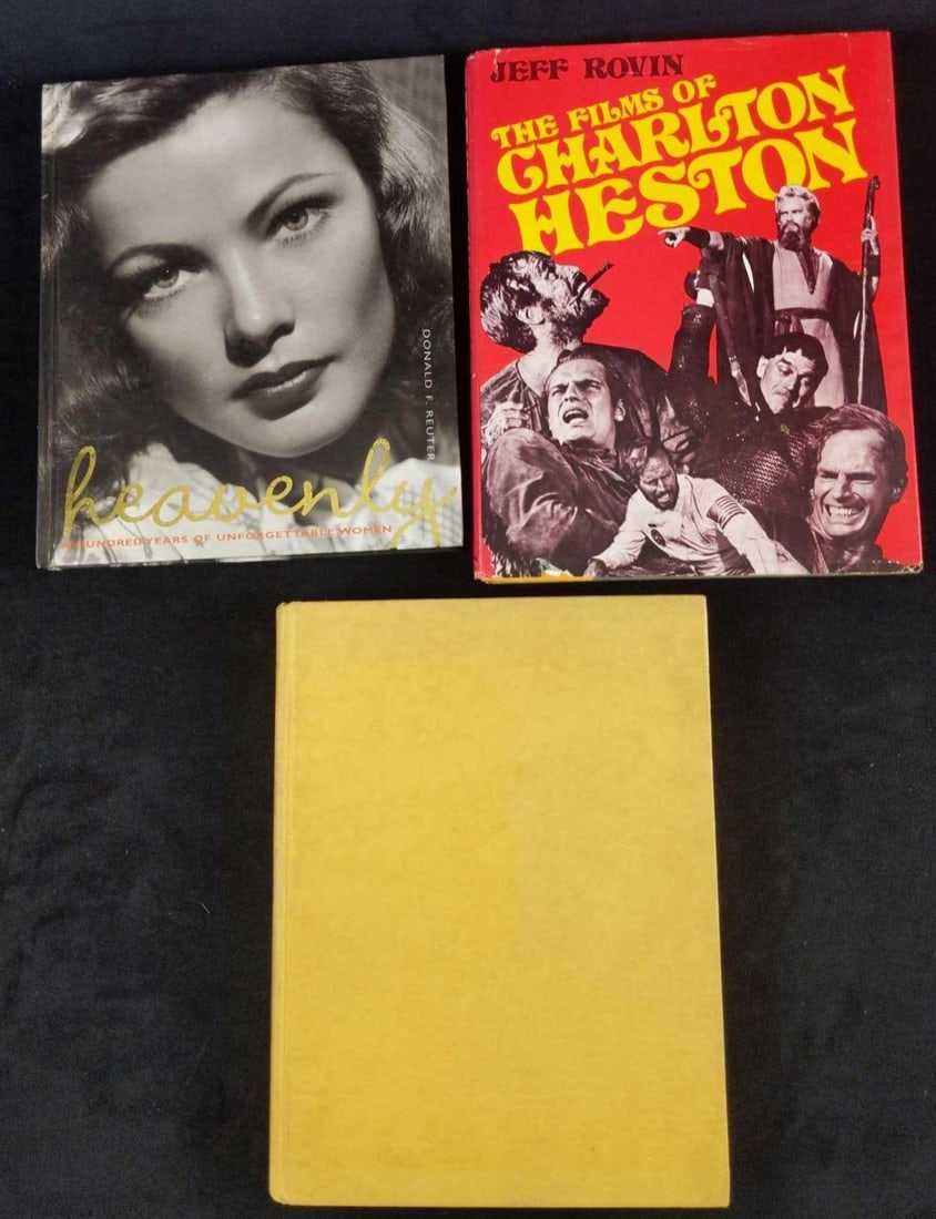 3 Hollywood Actors Actresses Western Books: This lot consists of: (1) Heavenly: A Hundred Years Of Unforgettable Women By Donald F. Reuter. Published by Alias in 1999 (New York). The book is approx 8 3/4" x 5/8" x 10 1/2"